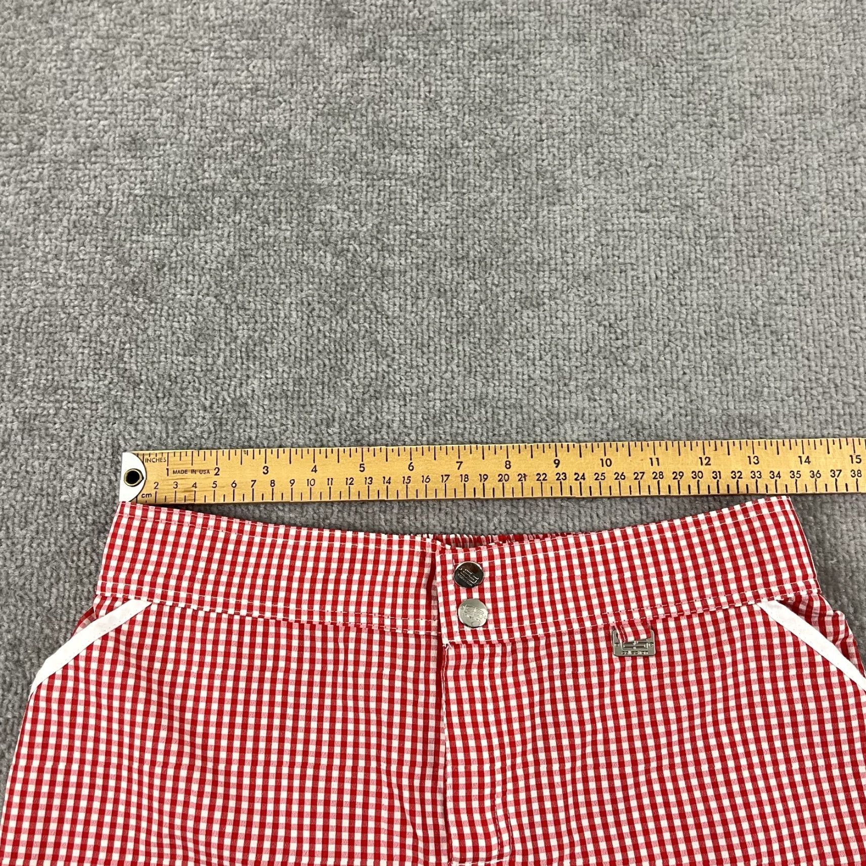 Vintage ES Collection Board Shorts Men 32/34 Trunks 2.5" Red White Check Linerless Polyester Swim Bottoms Size US 32 / EU 48 - 5 Thumbnail