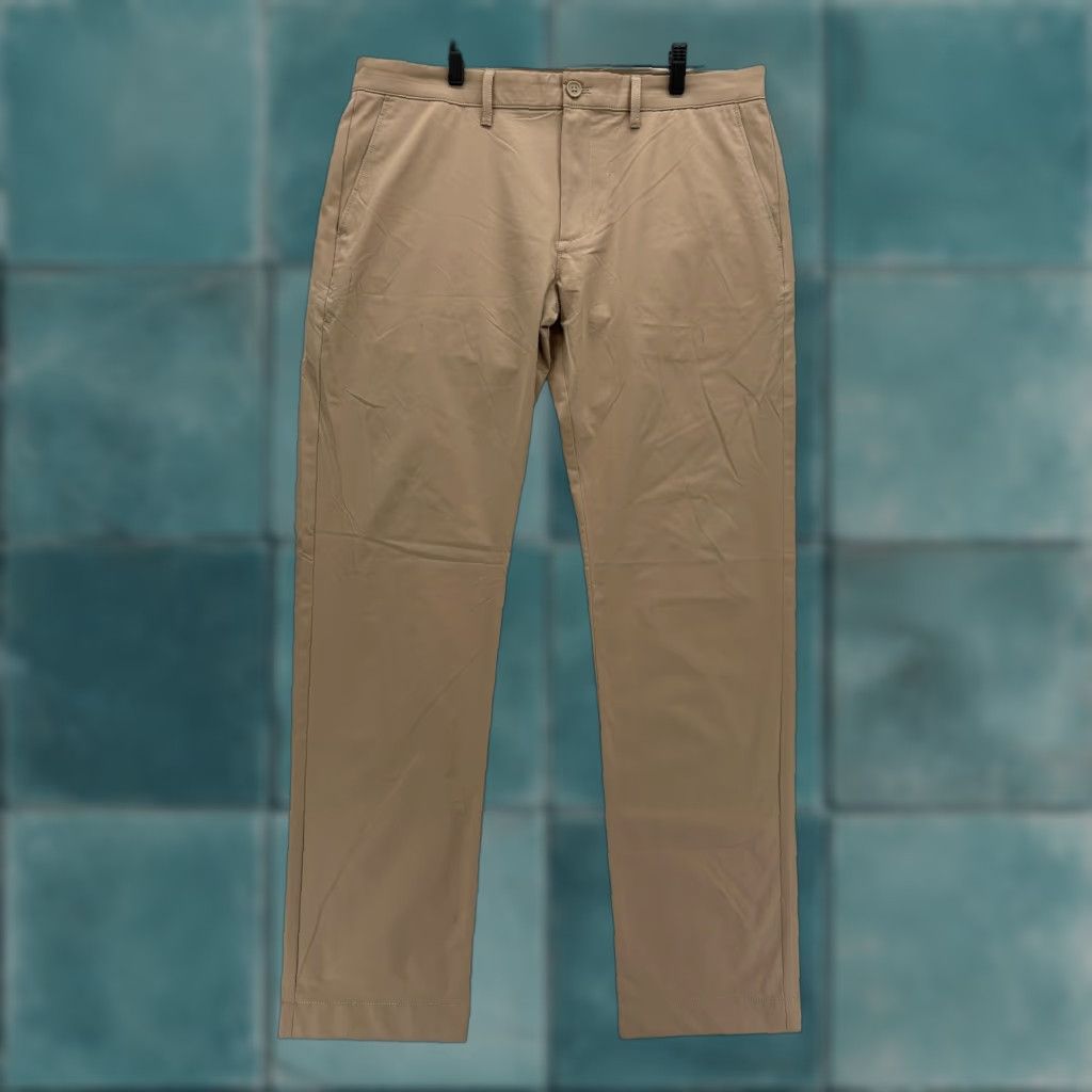 J.Crew J.Crew Flex Tech Pants Mens 34x32 Slim Straight Leg Beige Polyester Stretch Pockets Flat Front Brown 90s? Size US 34 / EU 50 - 1 Thumbnail