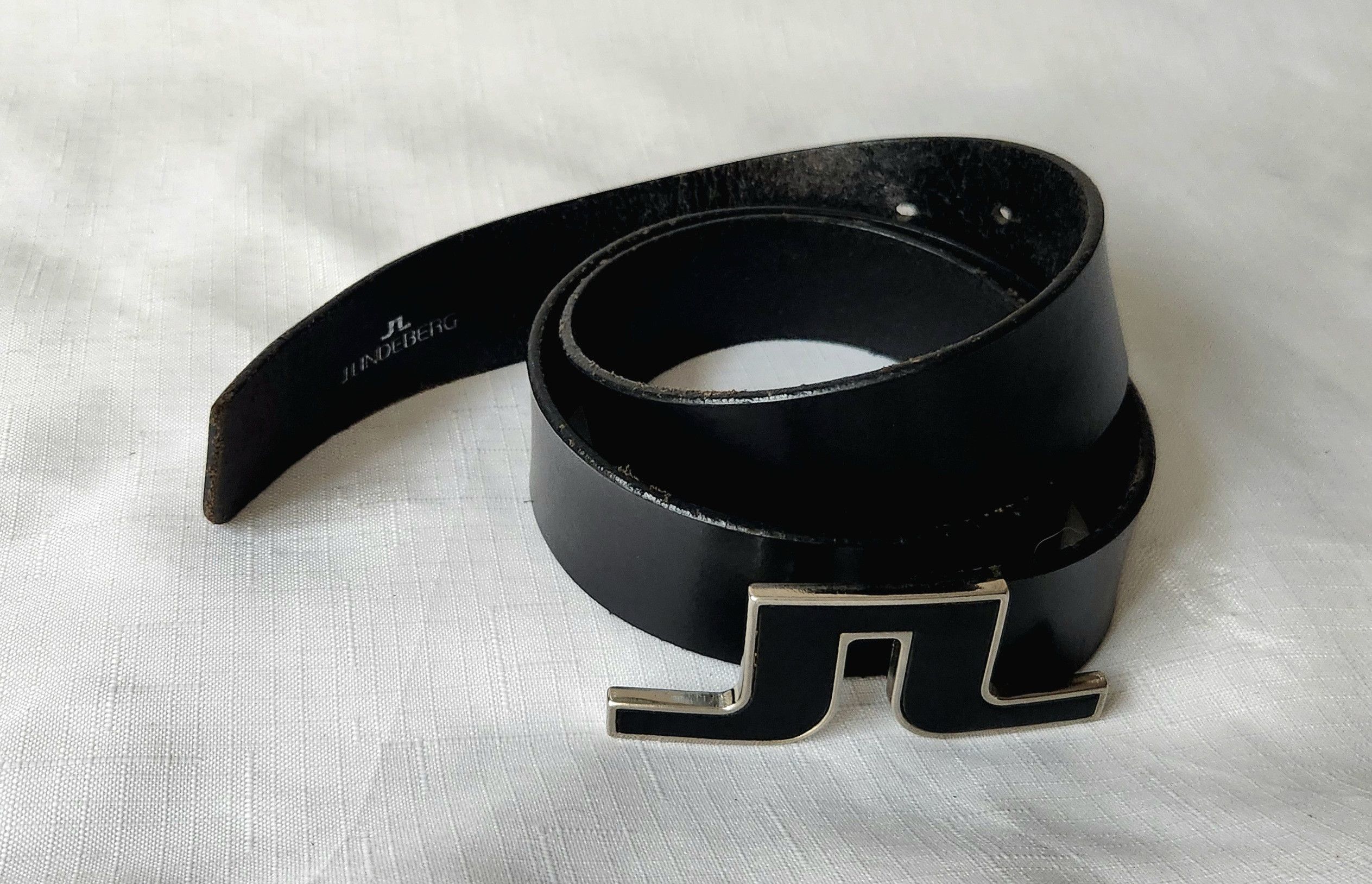 J.Lindeberg J.Lindeberg Bridge belt Leather black with silver SZ 32 Size 32 - 2 Thumbnail