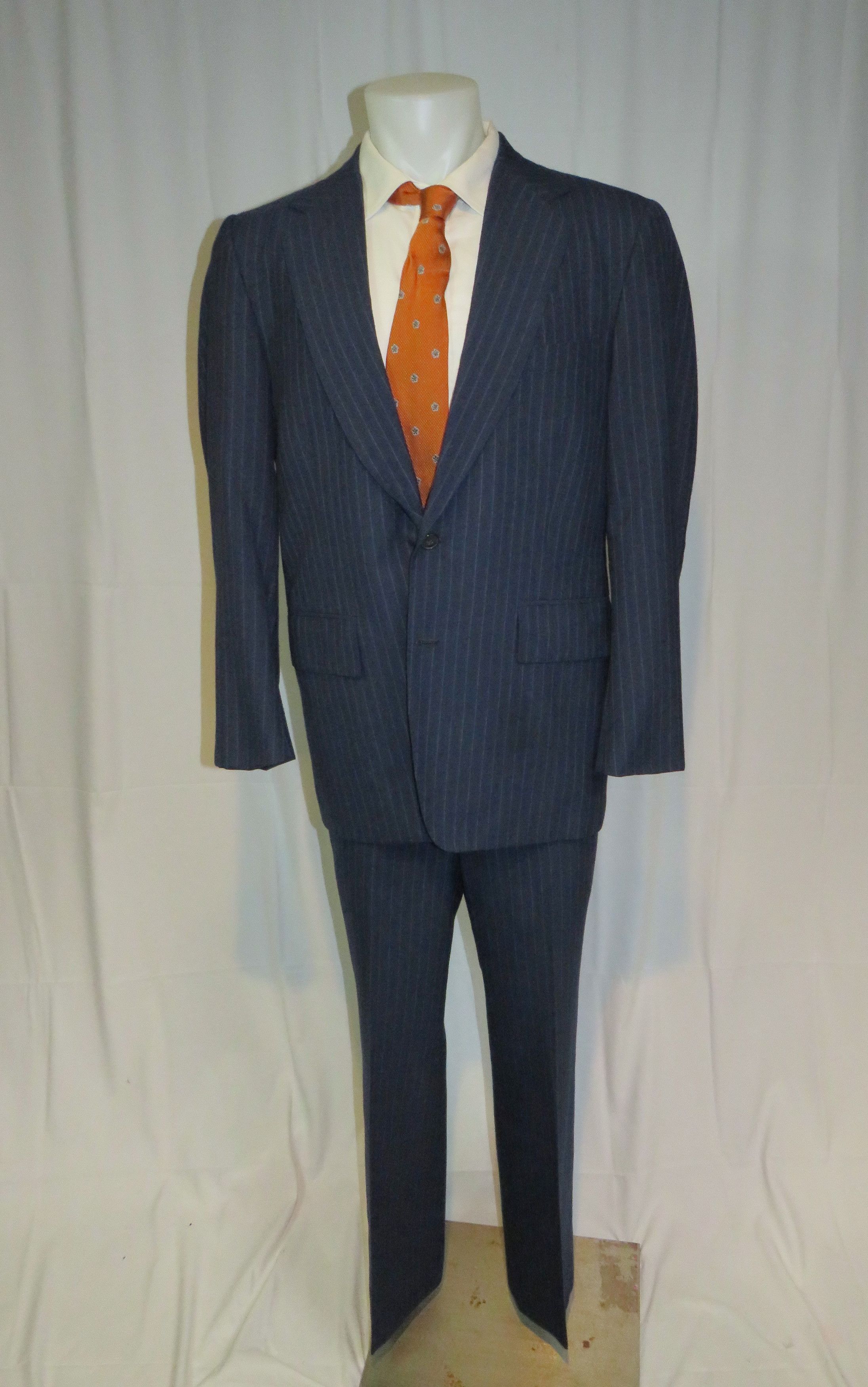 Other Emilio Dormuiel Vintage Blue Striped Two Button Suit 40R Size 40R - 1 Thumbnail
