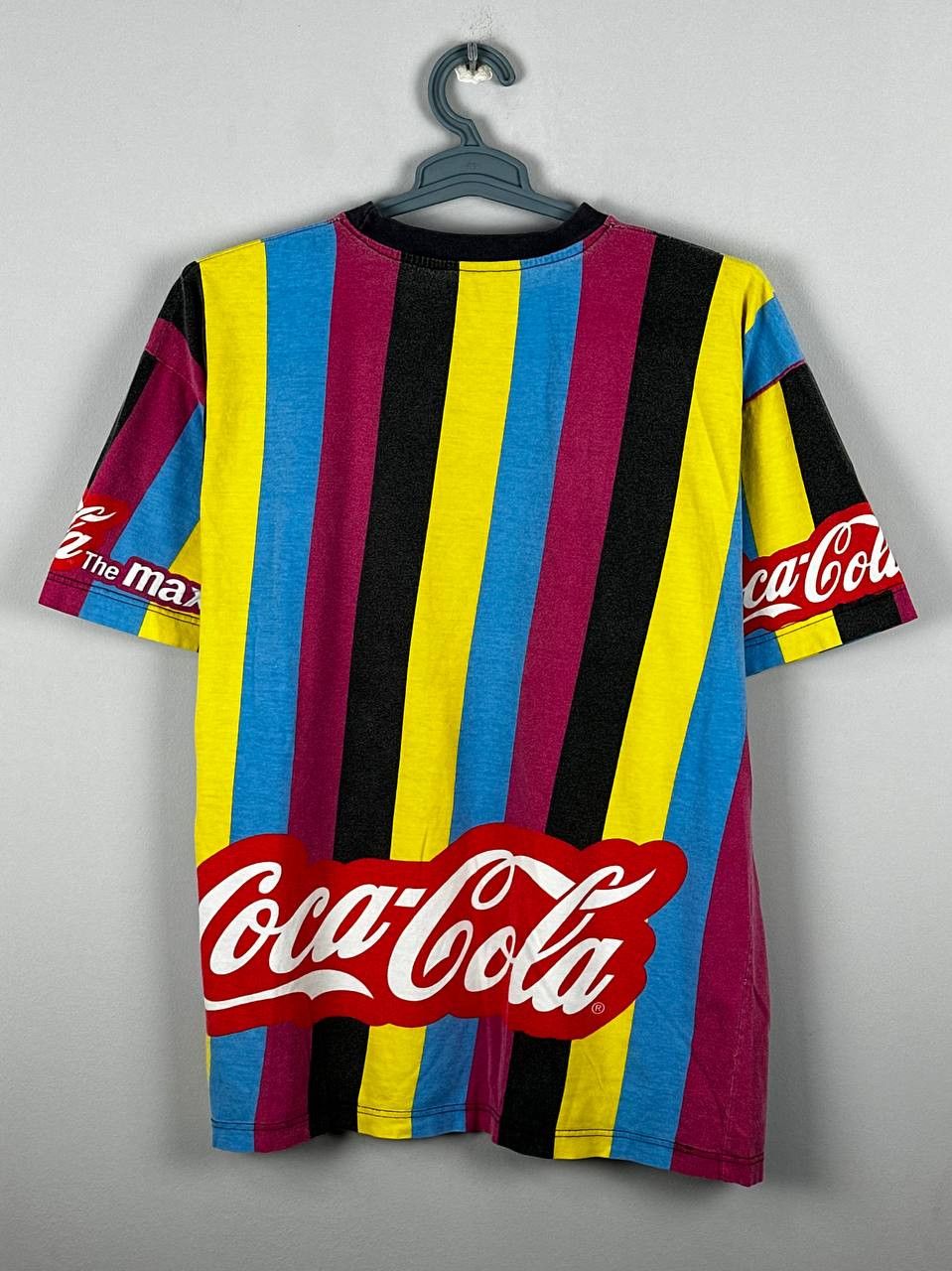 Coca Cola Vintage 90s Coca-Cola The Maximum Striped T SHIRT Size US XXL / EU 58 / 5 - 13 Thumbnail