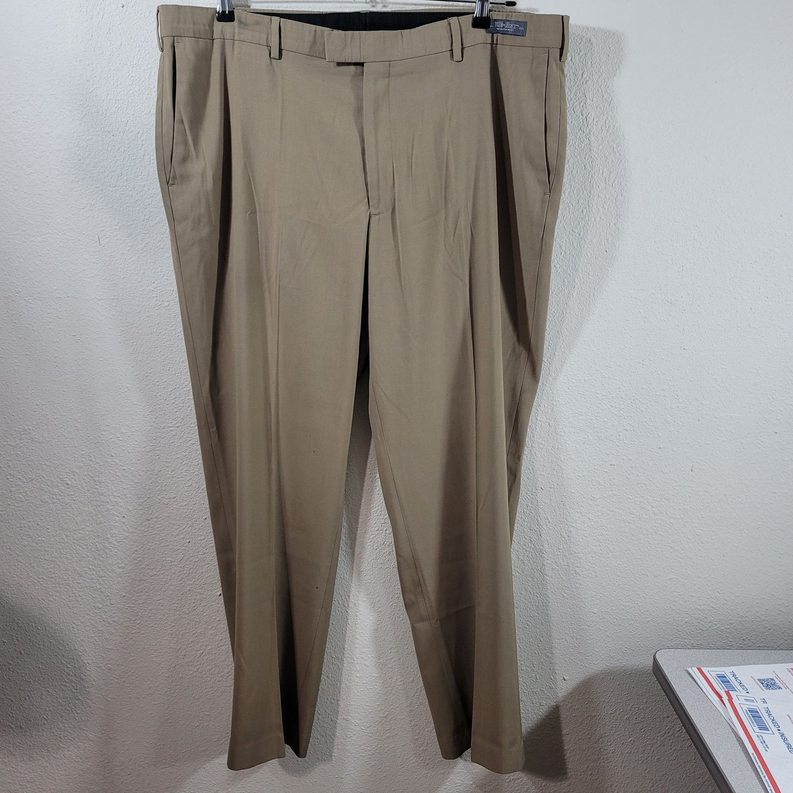 Perry Ellis Perry Ellis Portfolio Tan Flat Front Dress Pants Size 42 Size US 42 / EU 58 - 1 Thumbnail