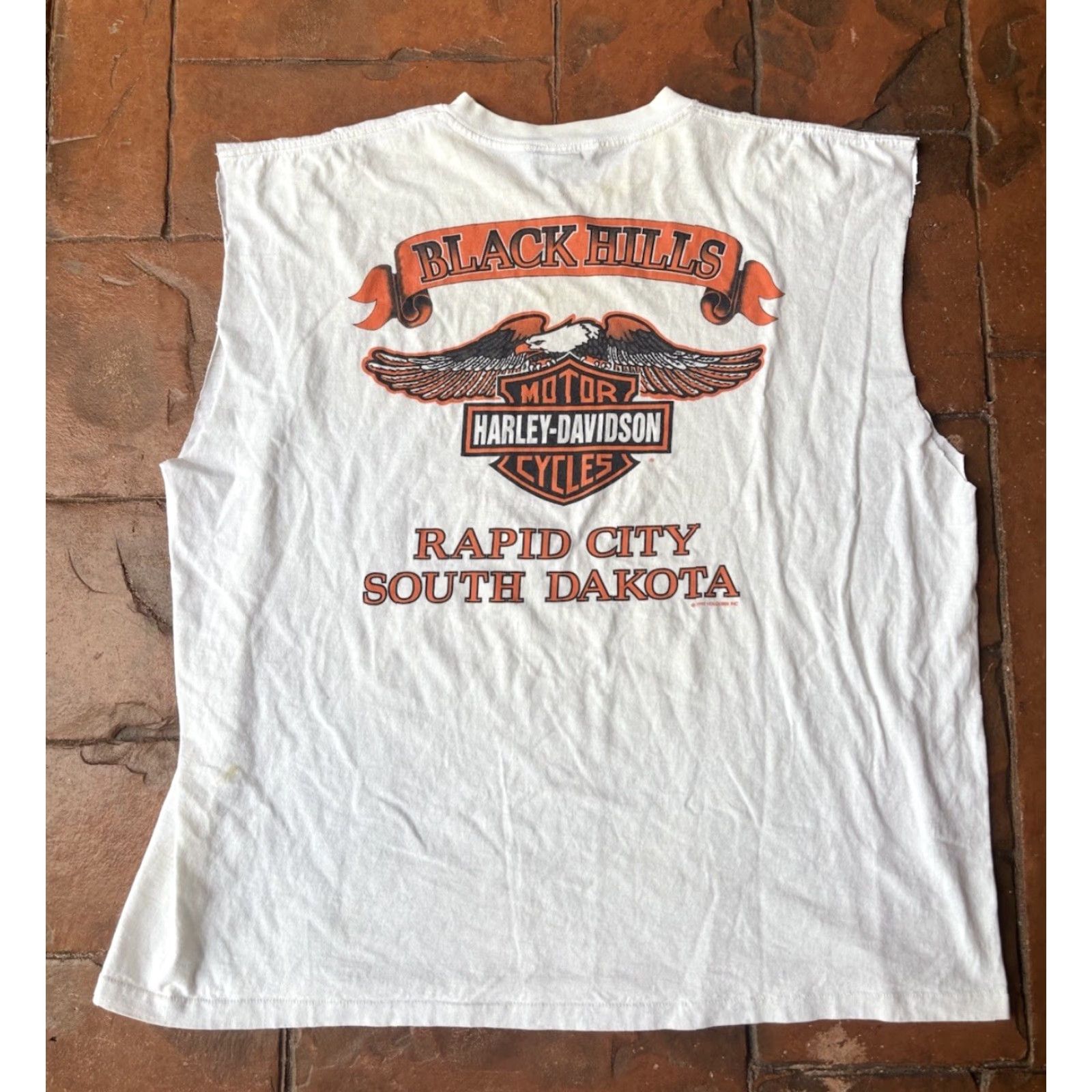 Harley Davidson VINTAGE Harley-Davidson T-Shirt 2XL Crew Neck Sleeveless White Cotton Logo 80s Biker Motorcycle USA Shirts Men Size US XXL / EU 58 / 5 - 3 Thumbnail