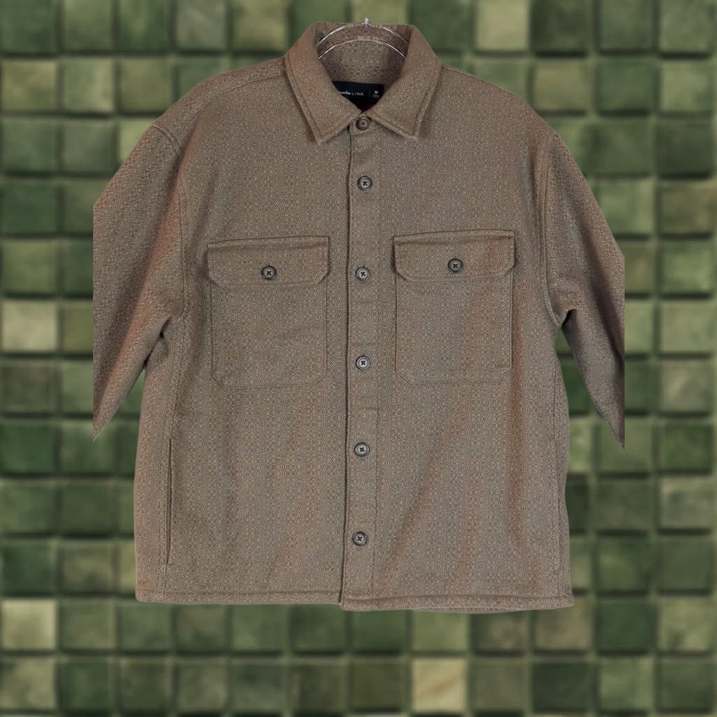 Abercrombie & Fitch Abercrombie & Fitch Shacket Mens Green Medium Weight Utility Style Button-Up Jacket Pocketed Size US M / EU 48-50 / 2 - 1 Thumbnail