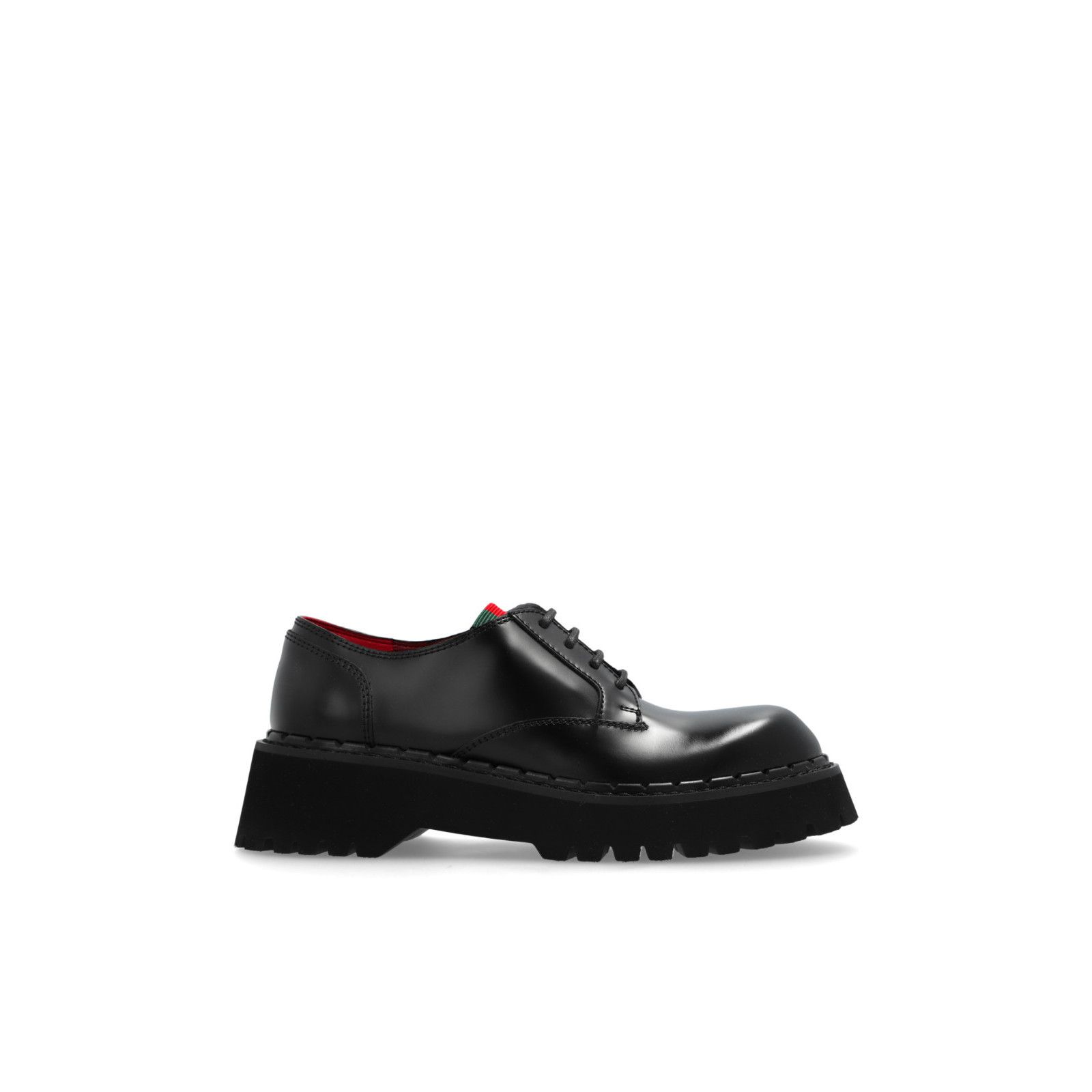 GUCCI Black Leather With Web Lace Up Shoes New & Authentic (