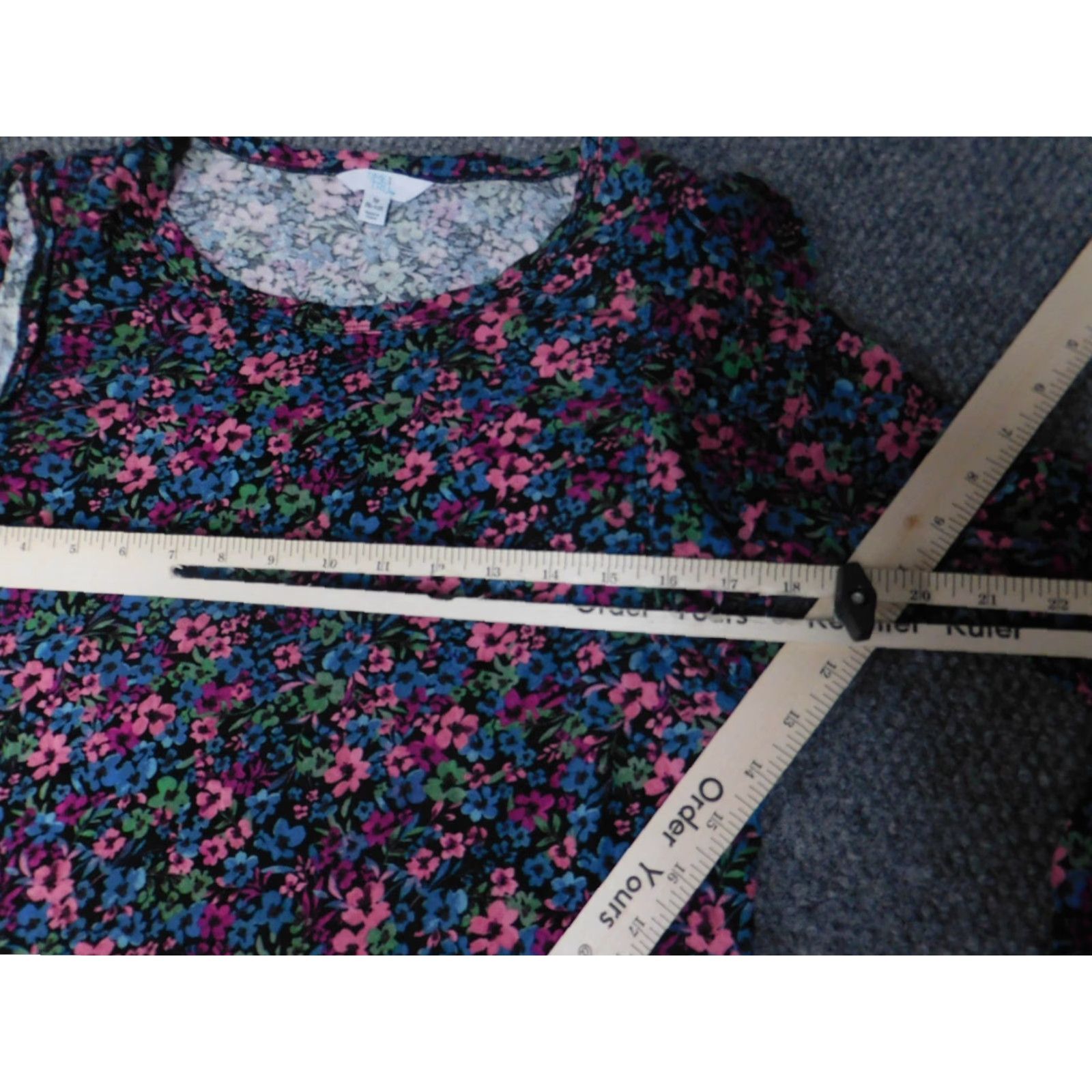 Vintage Time and Tru Blouse M Women Red Floral Crew Neck Long Sleeve Pullover Casual Viscose Shirt Size M / US 6-8 / IT 42-44 - 5 Thumbnail