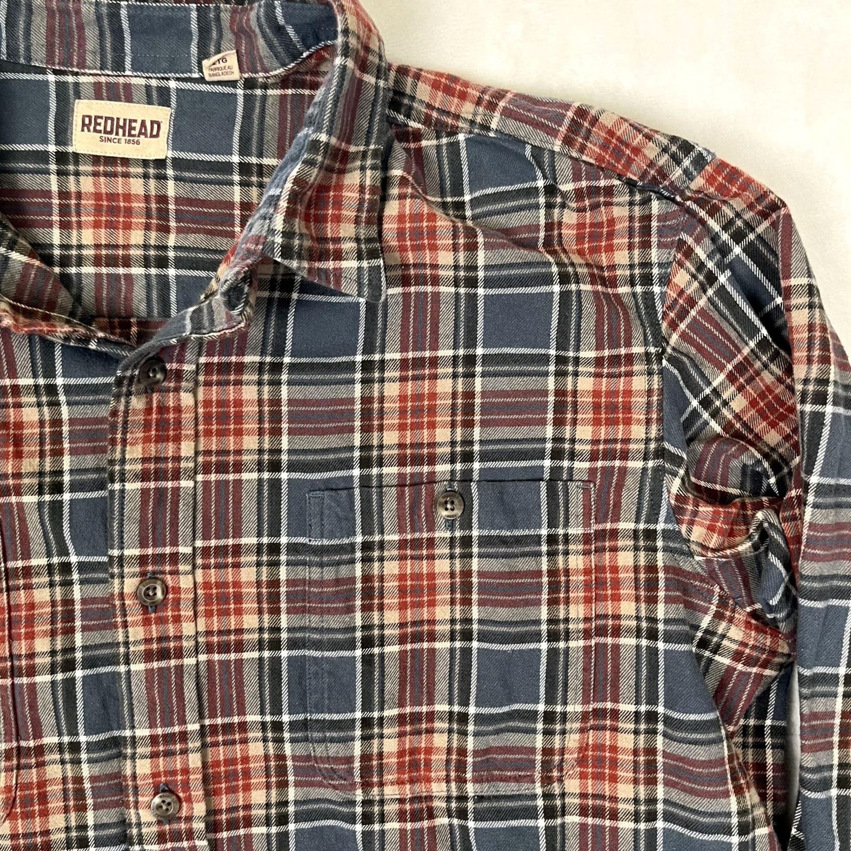 Vintage RedHead Flannel Shirt Mens 2XL Blue Red Plaid Long Sleeve Button-Up Casual Size US XXL / EU 58 / 5 - 2 Thumbnail