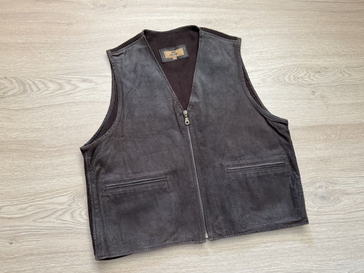 Genuine Leather Vintage 90’s J. Riggings Genuine Leather Cowboy Brown Vest Size US XL / EU 56 / 4 - 1 Thumbnail