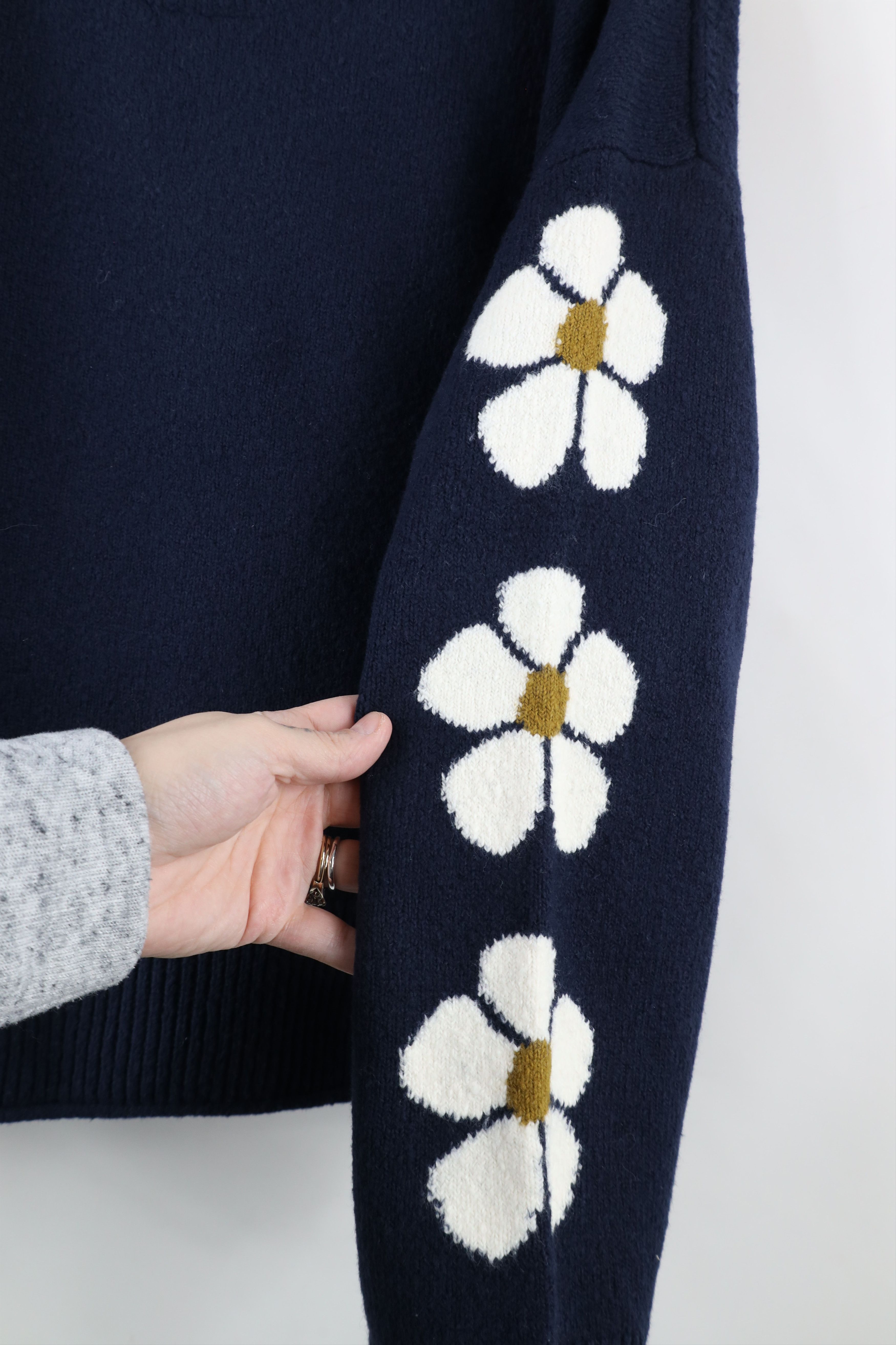 Madewell × Vintage Madewell Flower Sleeve Merino Wool Marled Knit Sweater Size M / US 6-8 / IT 42-44 - 4 Thumbnail