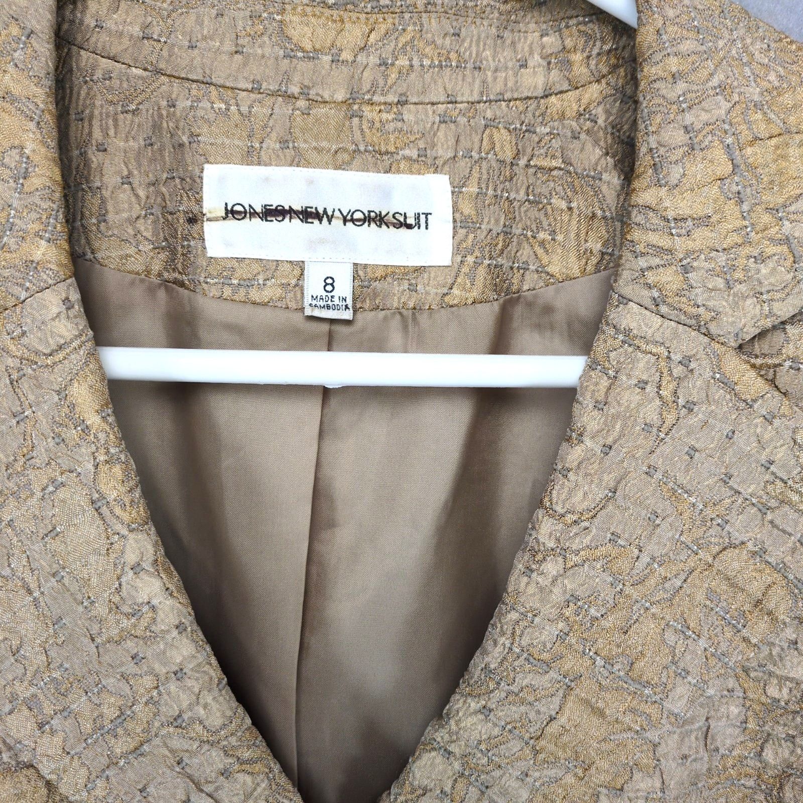 Jones New York Vtg Jones New York Size 8 Gold Animal Print Textured Blazer Size M / US 6-8 / IT 42-44 - 2 Thumbnail