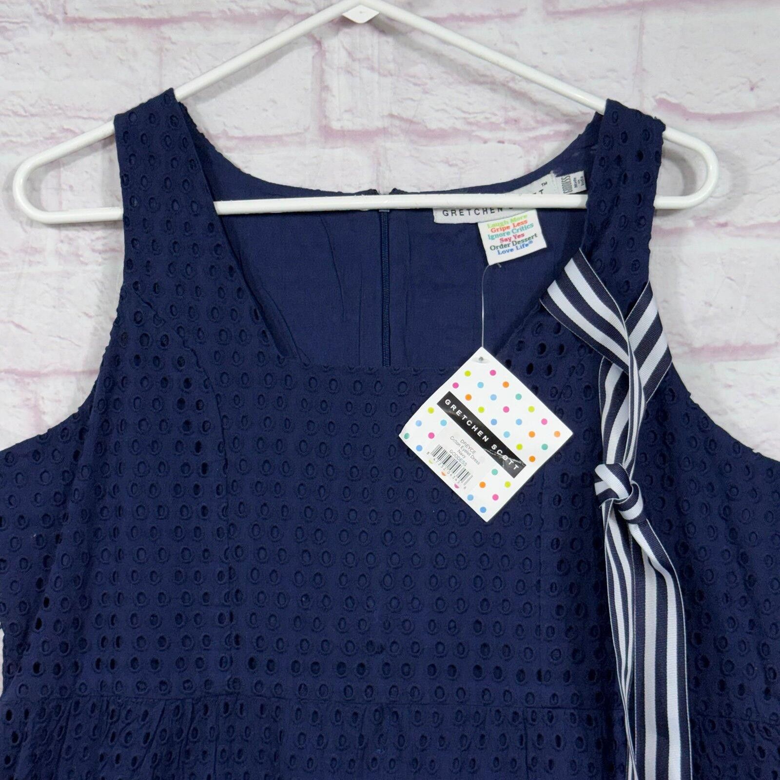 Other Gretchen Scott Navy Eyelet Dress Size Goddess NWT Size ONE SIZE - 2 Thumbnail