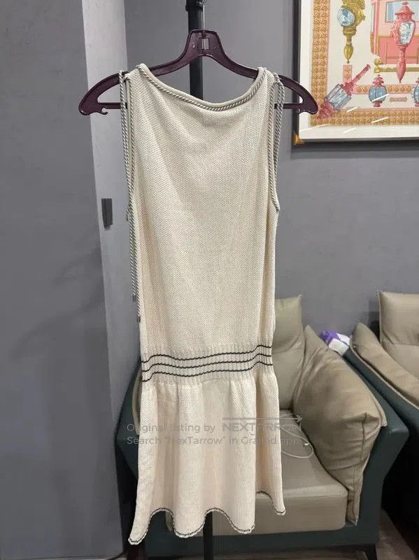 Chanel Chanel White Cotton Women's Dress . Size L / US 10 / IT 46 - 2 Thumbnail