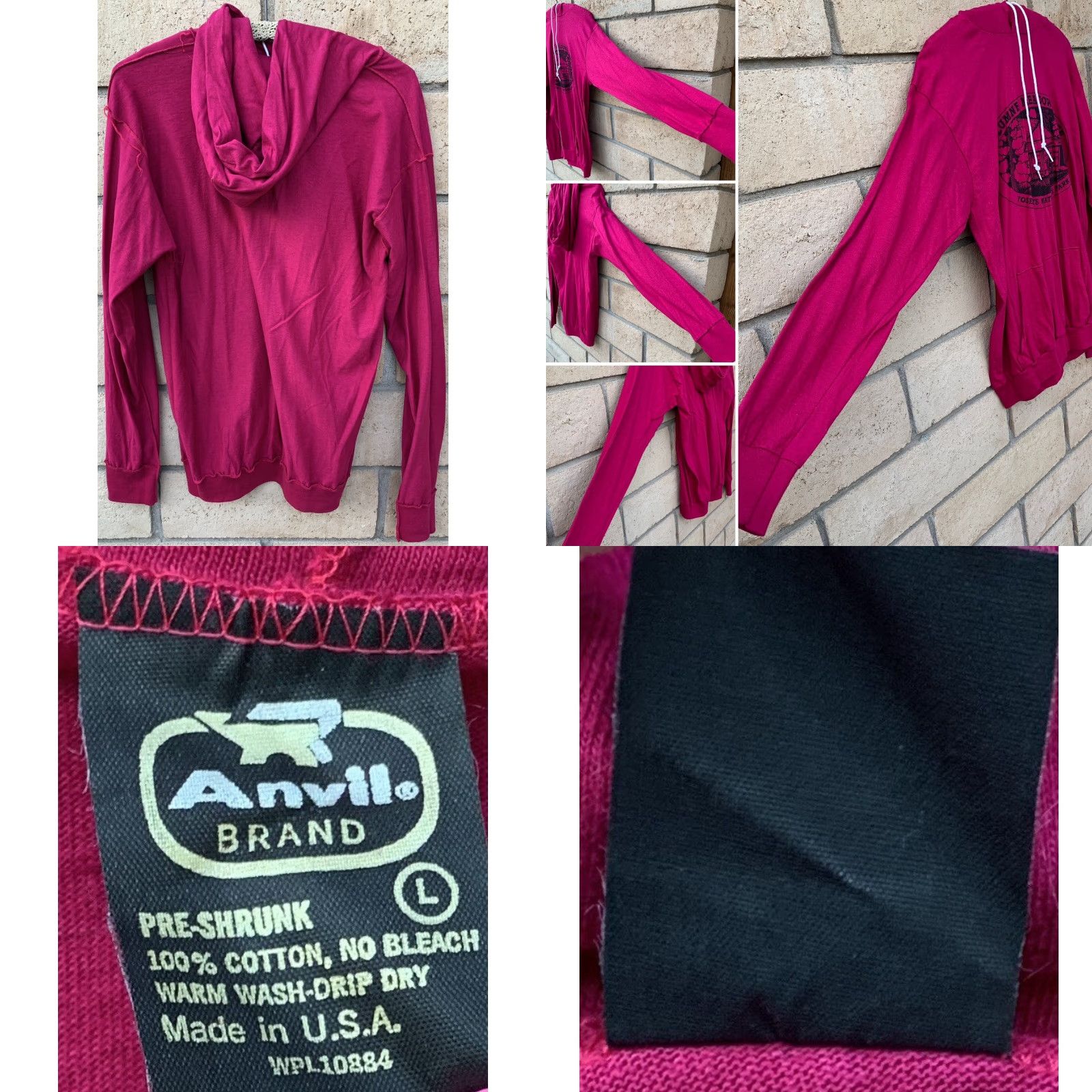 Anvil VINTAGE Anvil Hoodie T Shirt Men's 1980s L Pink Graphic Tee Yosemite Tuolumne Meadows Lodge Night Park CrowdStyle? Size US L / EU 52-54 / 3 - 8 Thumbnail