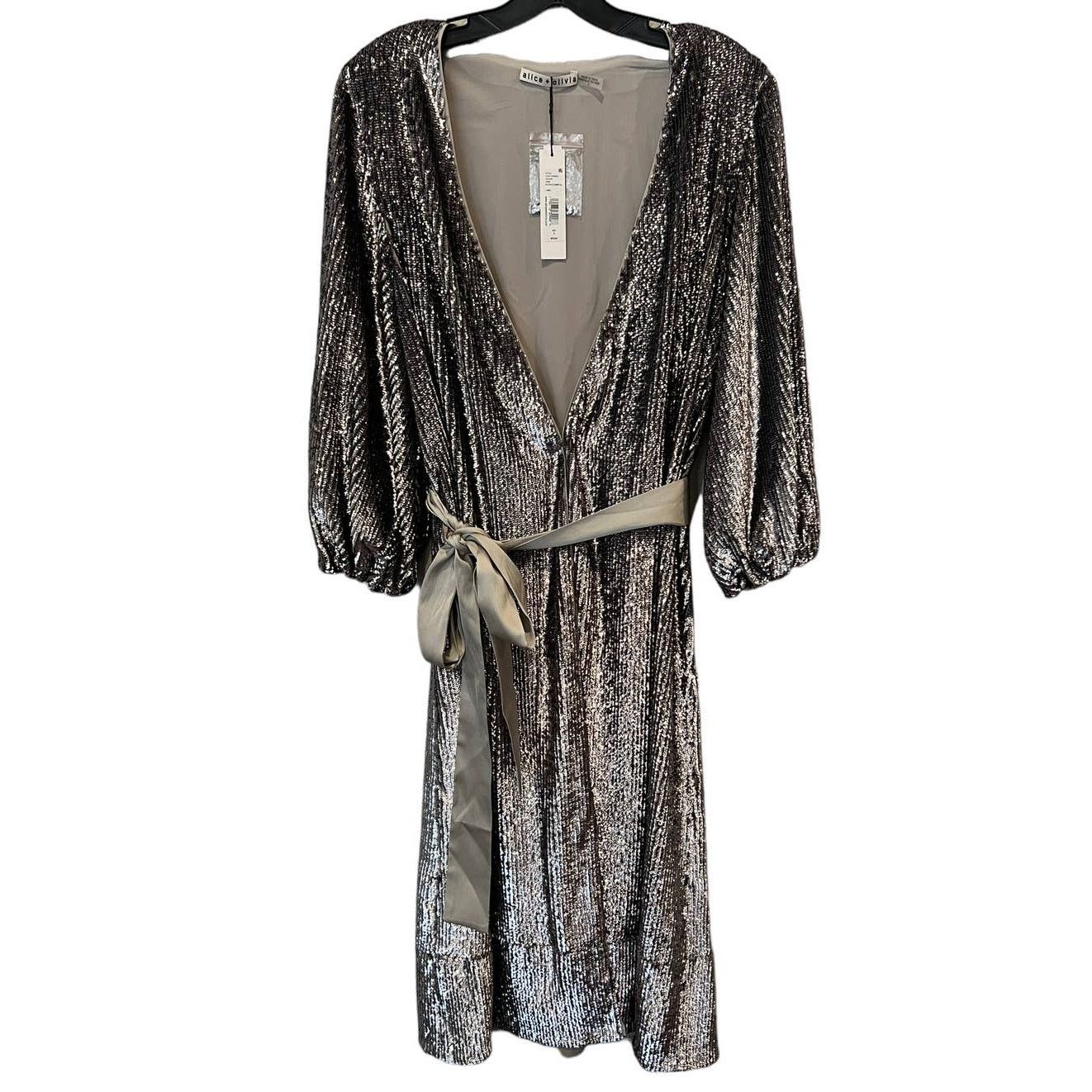 Alice + Olivia NWT ALICE + OLIVIA Anne Sequin Long Sleeve Wrap Dress Size 2 Size XS / US 0-2 / IT 36-38 - 4 Thumbnail
