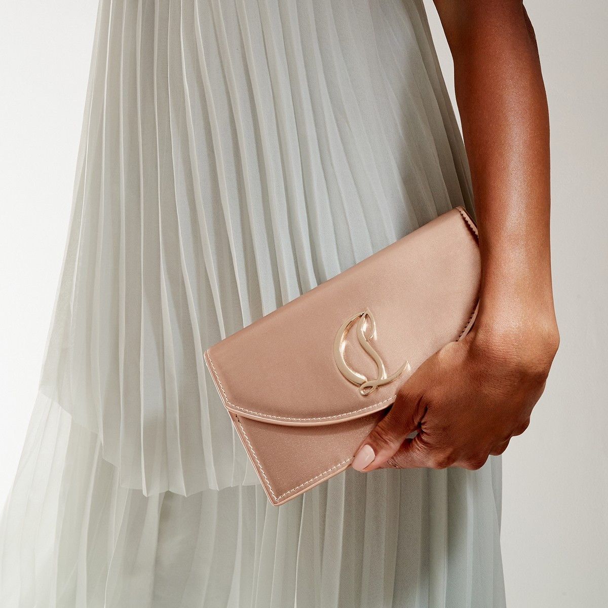 Christian Louboutin o1s1wg111124 Size: OS / Leather Trimmed Slik Clutch in Beige Size ONE SIZE - 6 Thumbnail