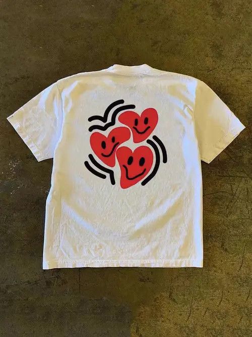 Japanese Brand White casual retro heart-shaped printed cotton t-shirt Size US M / EU 48-50 / 2 - 1 Thumbnail