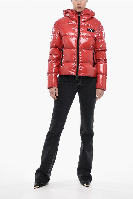 Dsquared2 og1mm0624 Varnish Effect Down Jacket in Red Size M / US 6-8 / IT 42-44 - 4 Thumbnail