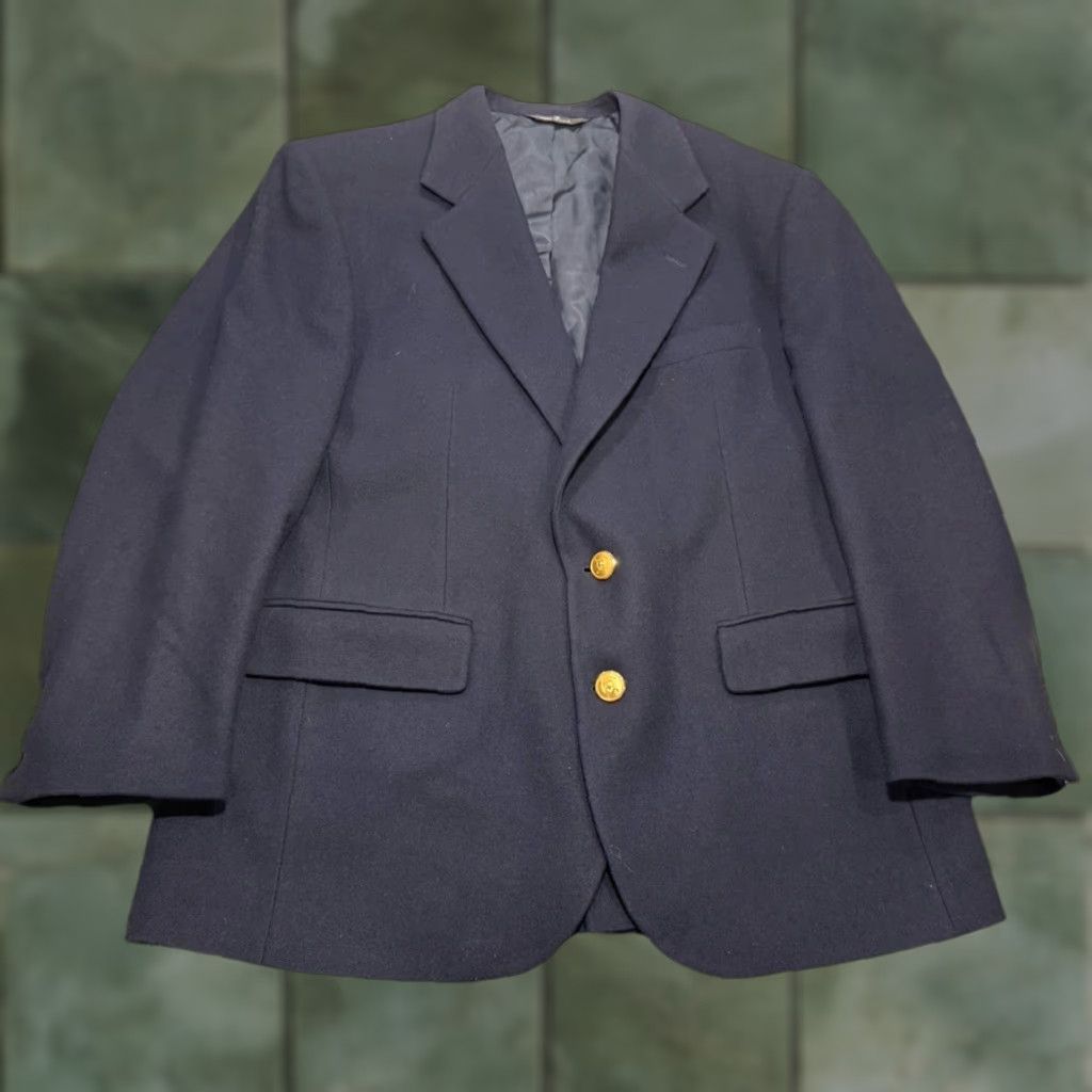 Polo Ralph Lauren VINTAGE Polo Ralph Lauren Blazer Navy 44 R Wool Single-Breasted Gold Buttons Casual Business Mens Size US XXL / EU 58 / 5 - 1 Thumbnail
