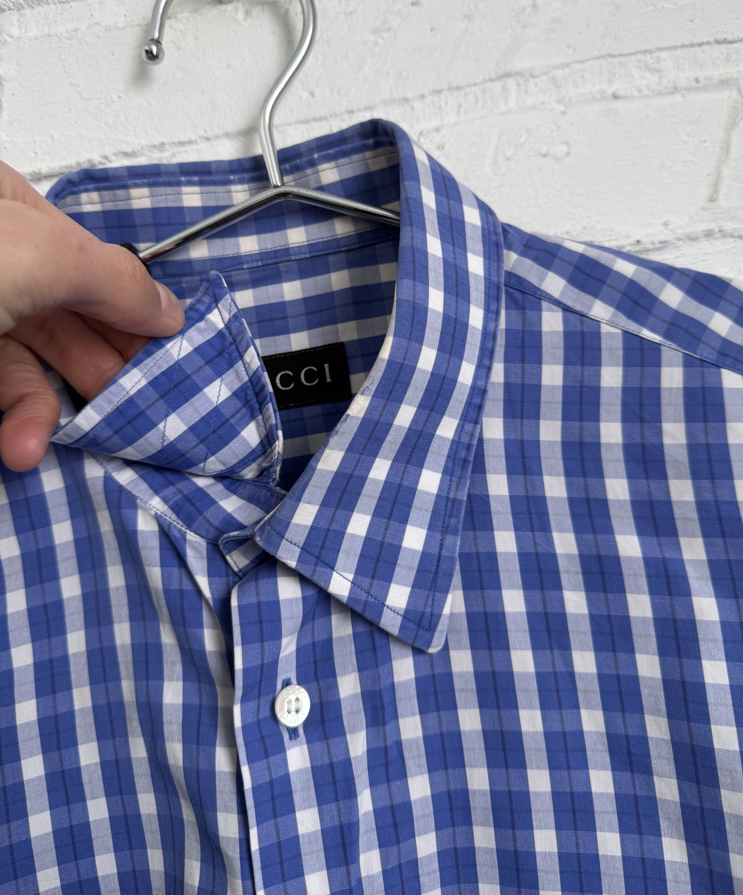 Gucci Vintage 90s GUCCI Tom Ford era Gingham checked cotton shirt Size US XL / EU 56 / 4 - 5 Thumbnail
