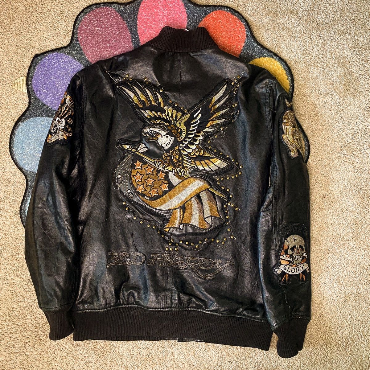 Avirex × Ed Hardy Vintage Ed Hardy x Avirex Eagle Leather Bomber Size US L / EU 52-54 / 3 - 1 Thumbnail