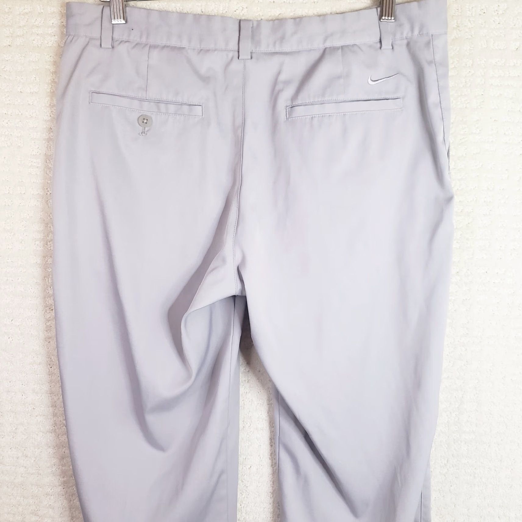 Nike Nike Dri-Fit Golf Pants Mens 34x32 Gray Flat Front Chino Slim Regular Waist 34 Inseam 32 Logo Button Pockets Size US 34 / EU 50 - 7 Thumbnail