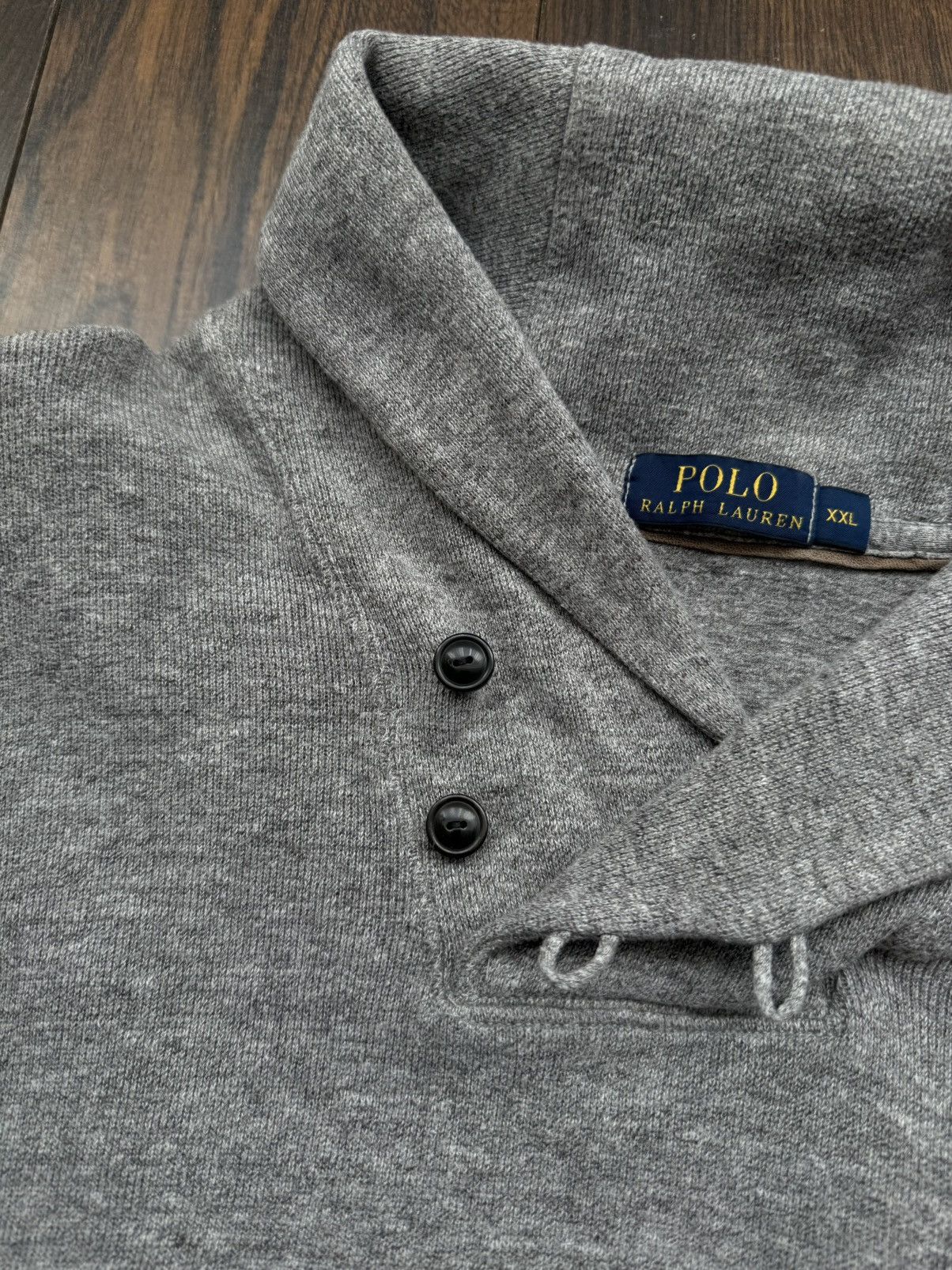 RRL Ralph Lauren Vintage POLO RALPH LAUREN Shawl Neck Grey Melange Sweater Size US XXL / EU 58 / 5 - 7 Thumbnail