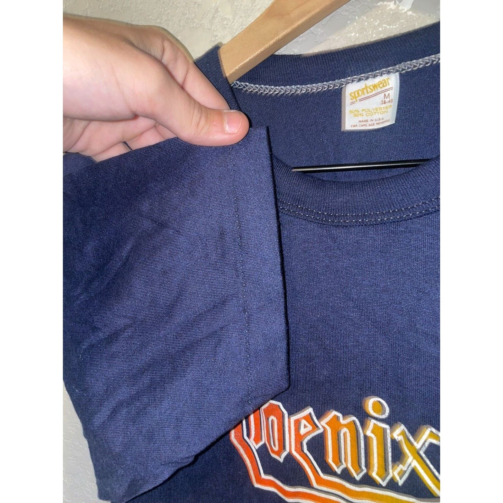 Vintage Vintage Womens Phoenix Shirt Blue Crop Top Tee 80s 1982 Size M / US 6-8 / IT 42-44 - 6 Thumbnail