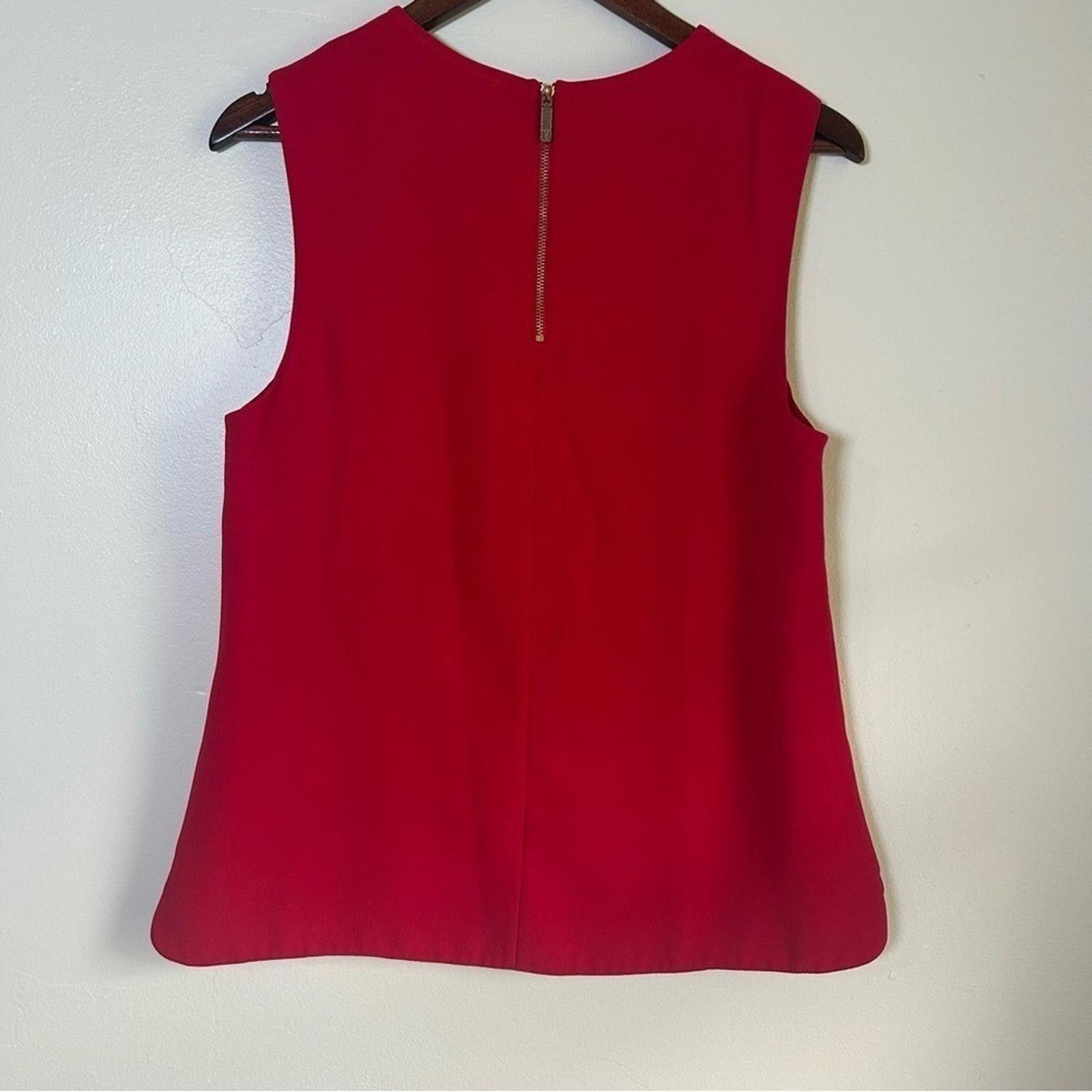 Other Ted Baker London Red Sleeveless Tie Neck Blouse Top Women Size S / US 4 / IT 40 - 2 Thumbnail
