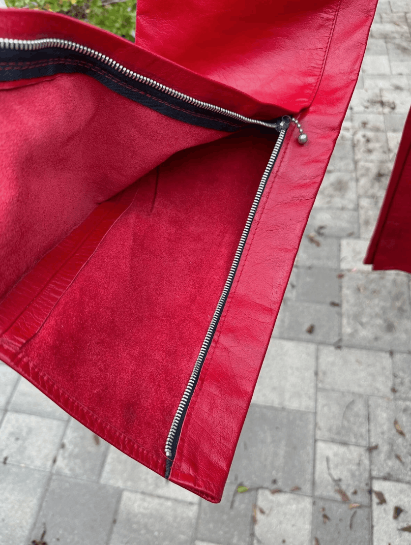 Vintage La Rocka Johnsons Red Leather Pants Trousers Vintage 80's Size US 30 / EU 46 - 6 Thumbnail