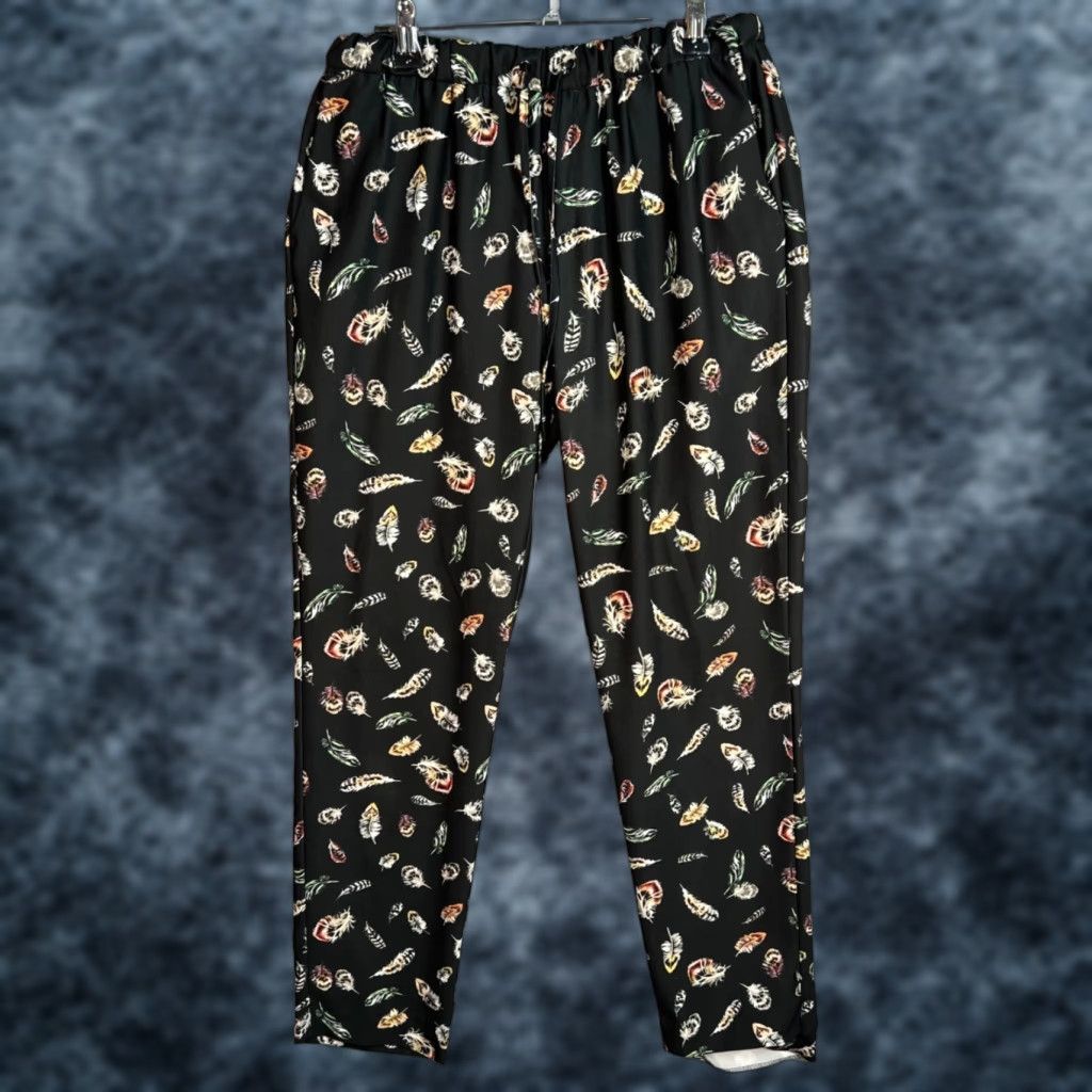 The Kooples VINTAGE The Kooples Womens Black Feather Print Polyester Pants Size Small Drawstring Womens Size 28" / US 6 / IT 42 - 1 Thumbnail