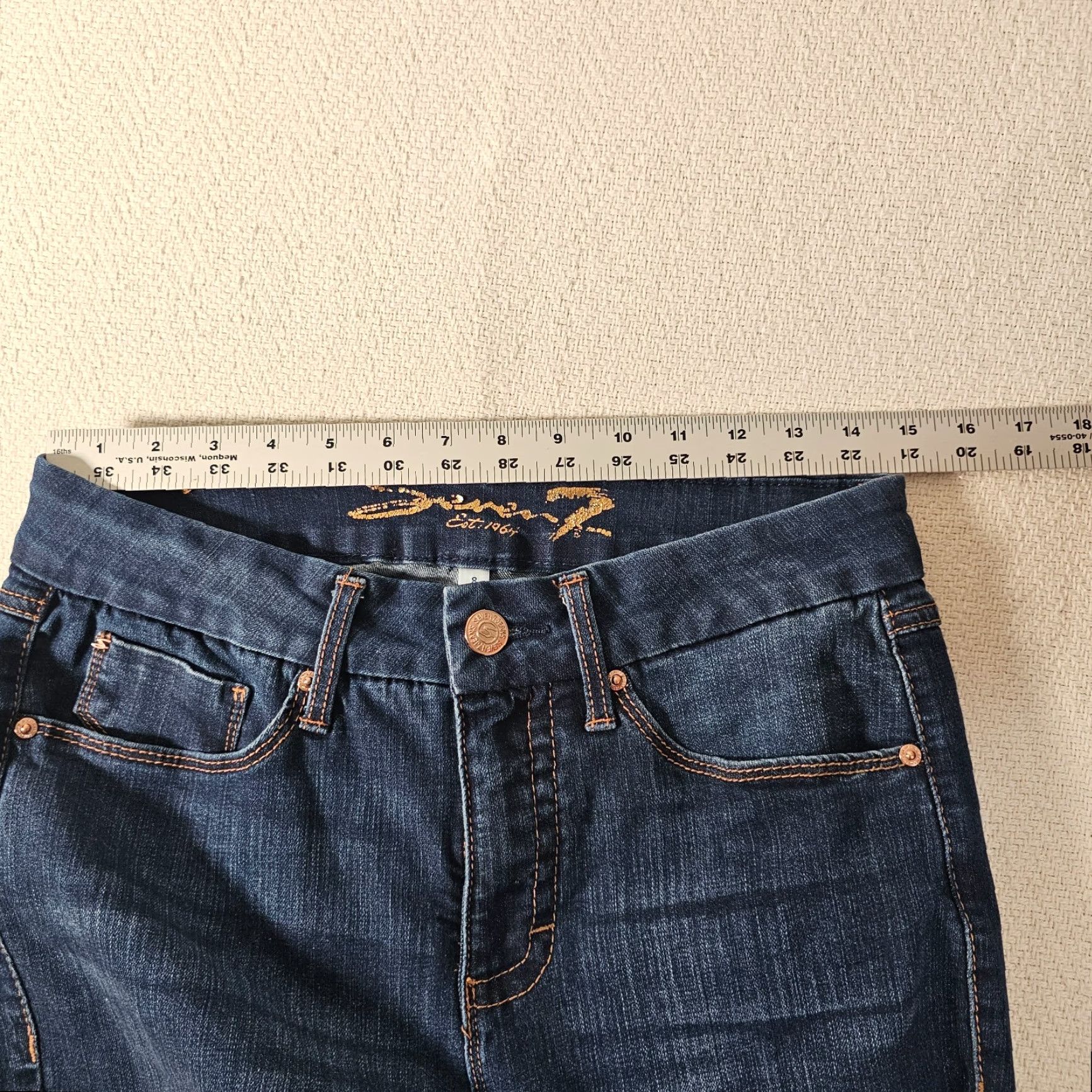 Vintage Seven7 Women’s Jeans Skinny High Rise Tummyless Stretch Dark Wash 28 in Inseam 28.5 in 5-Pocket Denim Blue Size 8 Size 30" / US 8 / IT 44 - 5 Thumbnail
