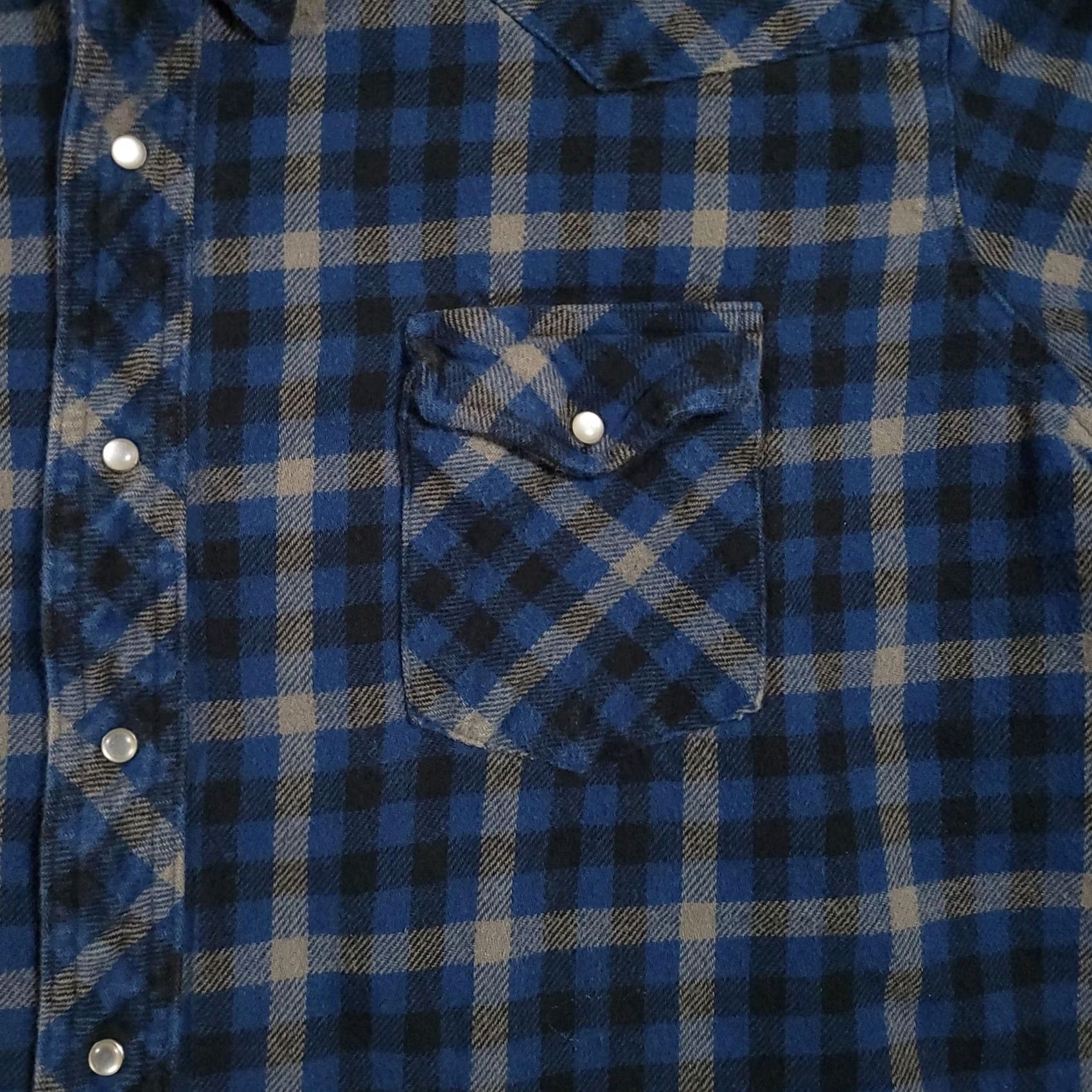 Wrangler VINTAGE Wrangler Shirt Mens 3X Blue Black Pearl Snap Western Flannel Plaid Long Sleeve Size US XXL / EU 58 / 5 - 4 Thumbnail