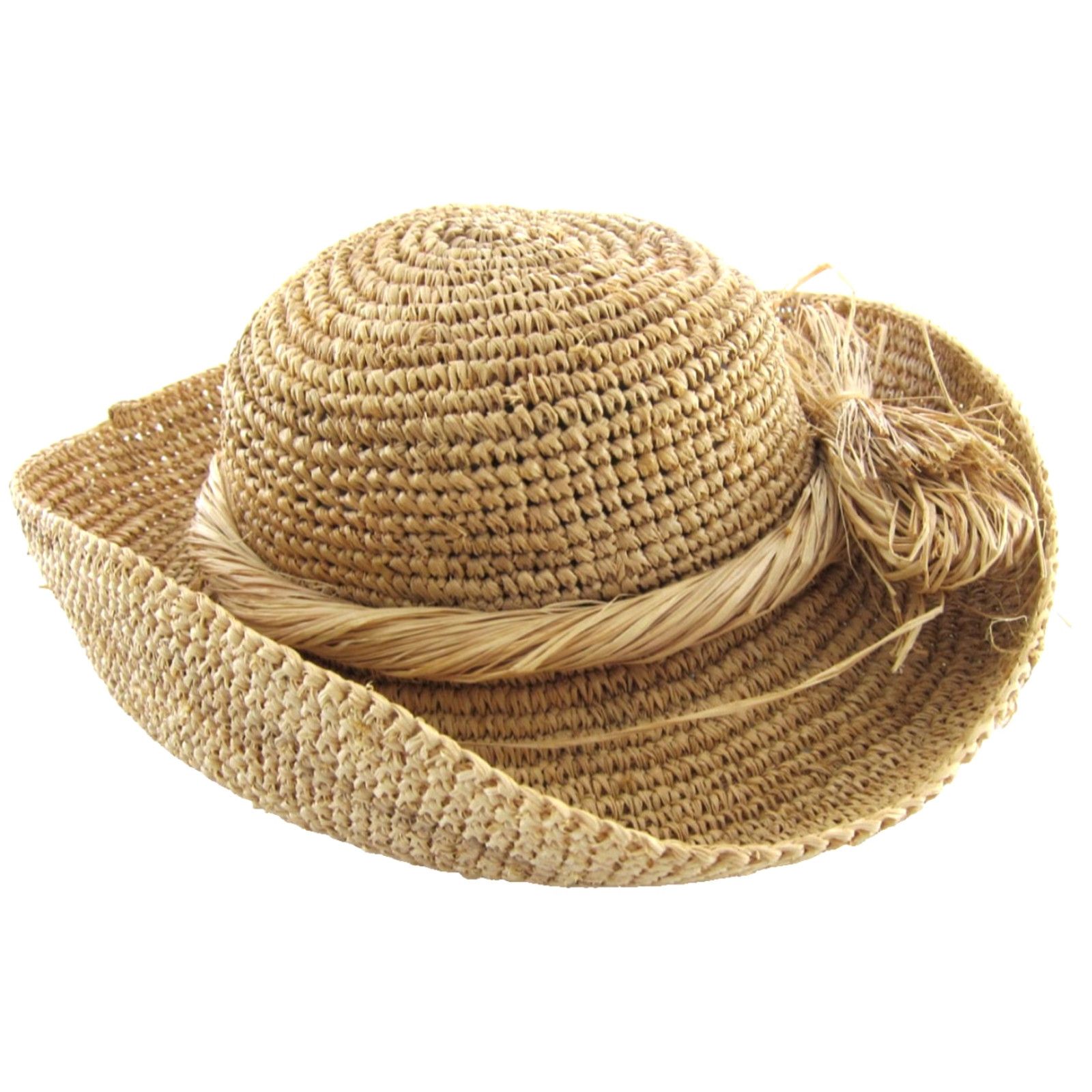 Vintage Corroboree HAT CO. AUSTRALIA Women's Packable Woven Natural Beach Hat S-M Beach Hat Womens Packable Wide Brim 90s Derby Wedding Summer Spring Beige Size ONE SIZE - 4 Thumbnail