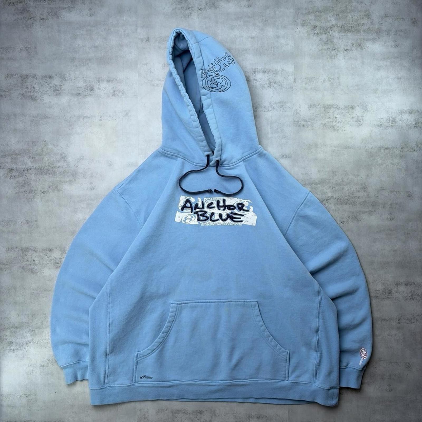 Vintage Light Blue Anchor Blue Grunge Surfwear Grail Hoodie