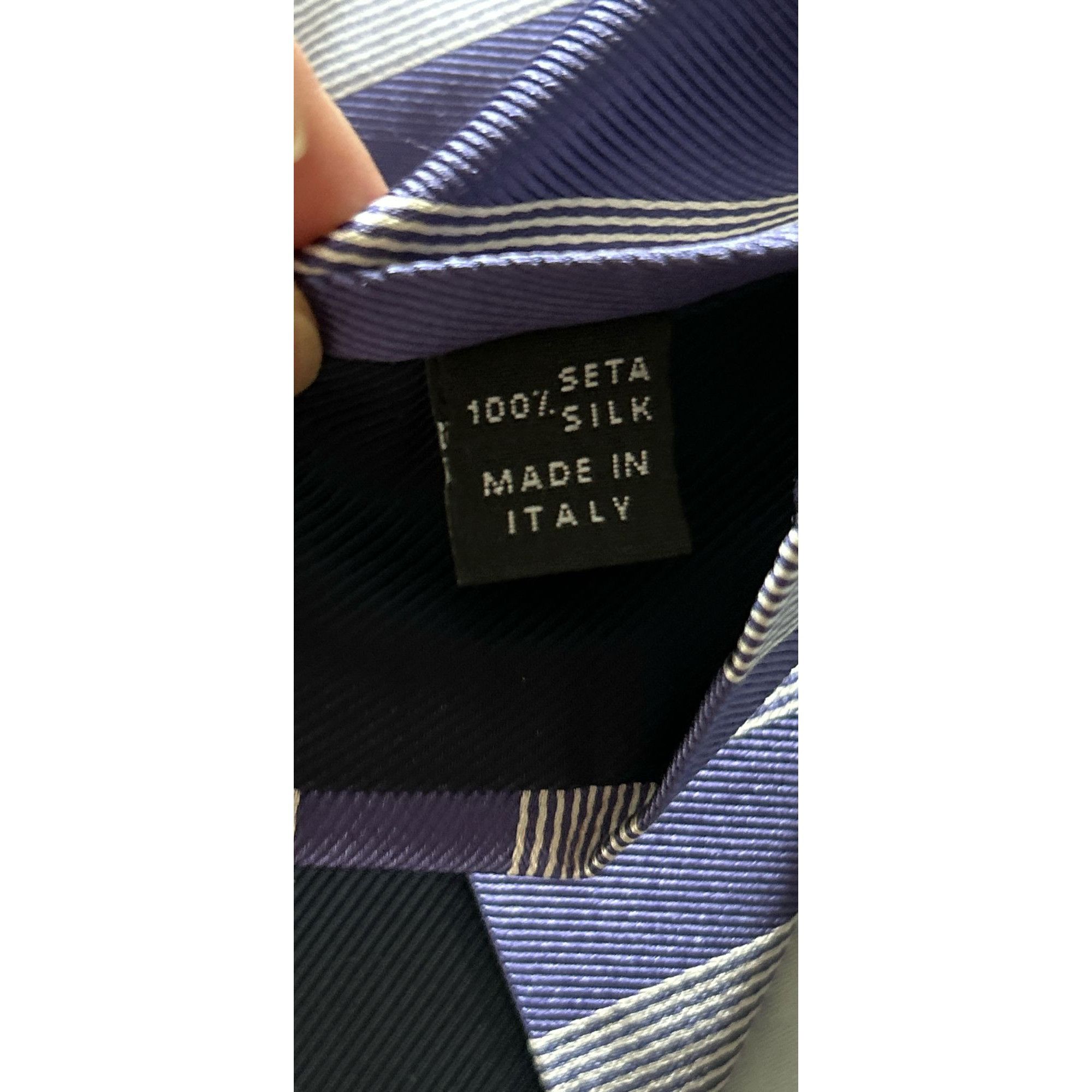 Luigi Borrelli LUIGI BORRELLI Napoli Men's 100% Silk Tie Blue Gray/Silver S Size ONE SIZE - 11 Thumbnail