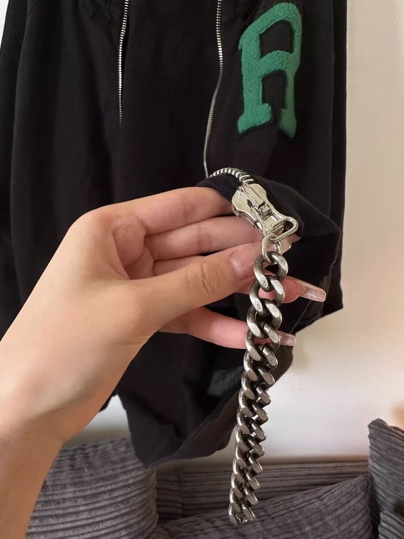Raf Simons Raf simons Flocking R letter chain zipper damaged hoodie-25 Size US M / EU 48-50 / 2 - 6 Thumbnail