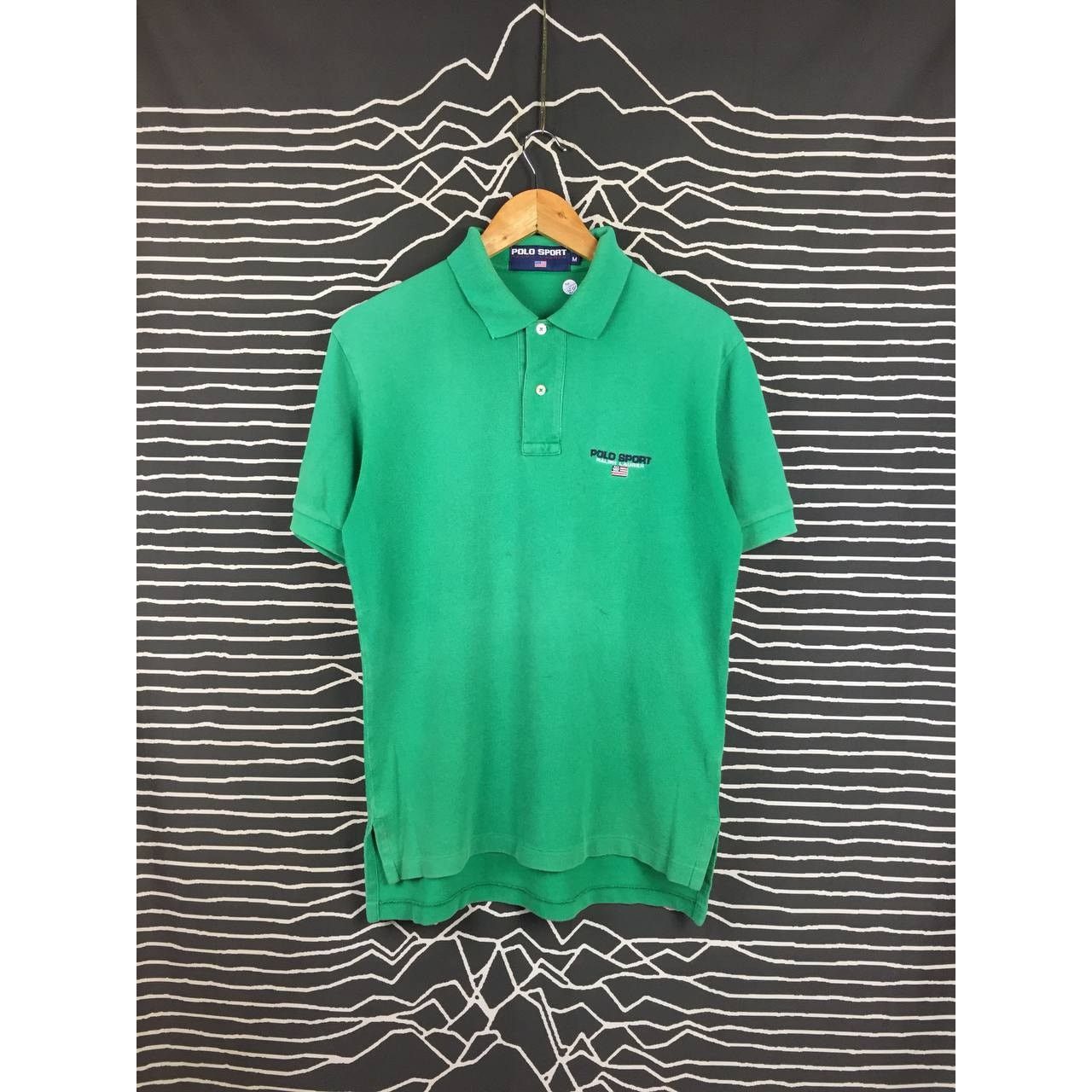 Polo Ralph Lauren × Vintage Vtg Polo Sport Ralph Lauren American Flag Logo Polo Tee Size US M / EU 48-50 / 2 - 2 Thumbnail