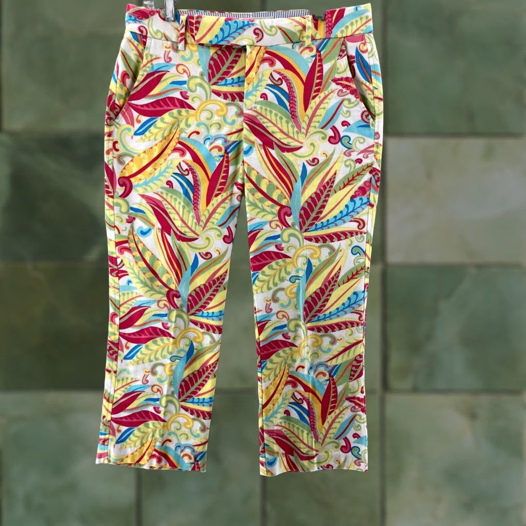 Tommy Hilfiger Tommy Hilfiger Pants 6 Flat Front Floral Print Womens Size 28" / US 6 / IT 42 - 1 Thumbnail