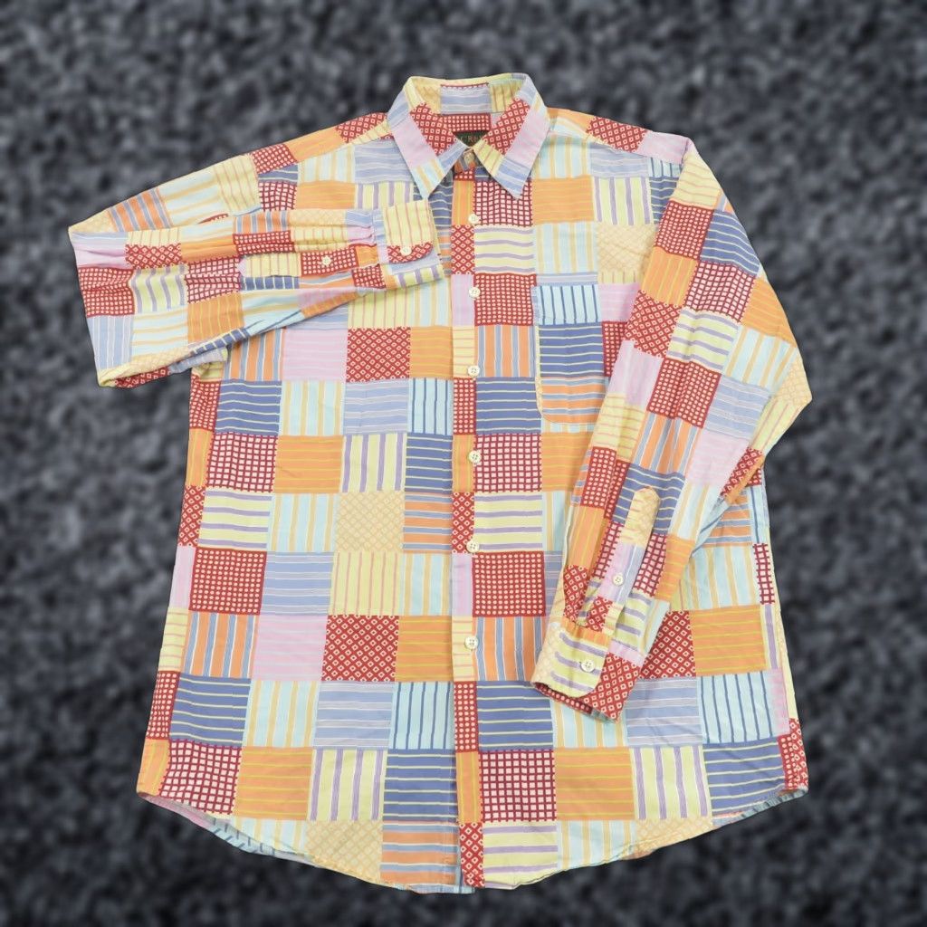 J.Crew VINTAGE J.CREW Shirt Mens Small Oarsman Patchwork Plaid Geometric Preppy Button 90s Size US S / EU 44-46 / 1 - 1 Thumbnail