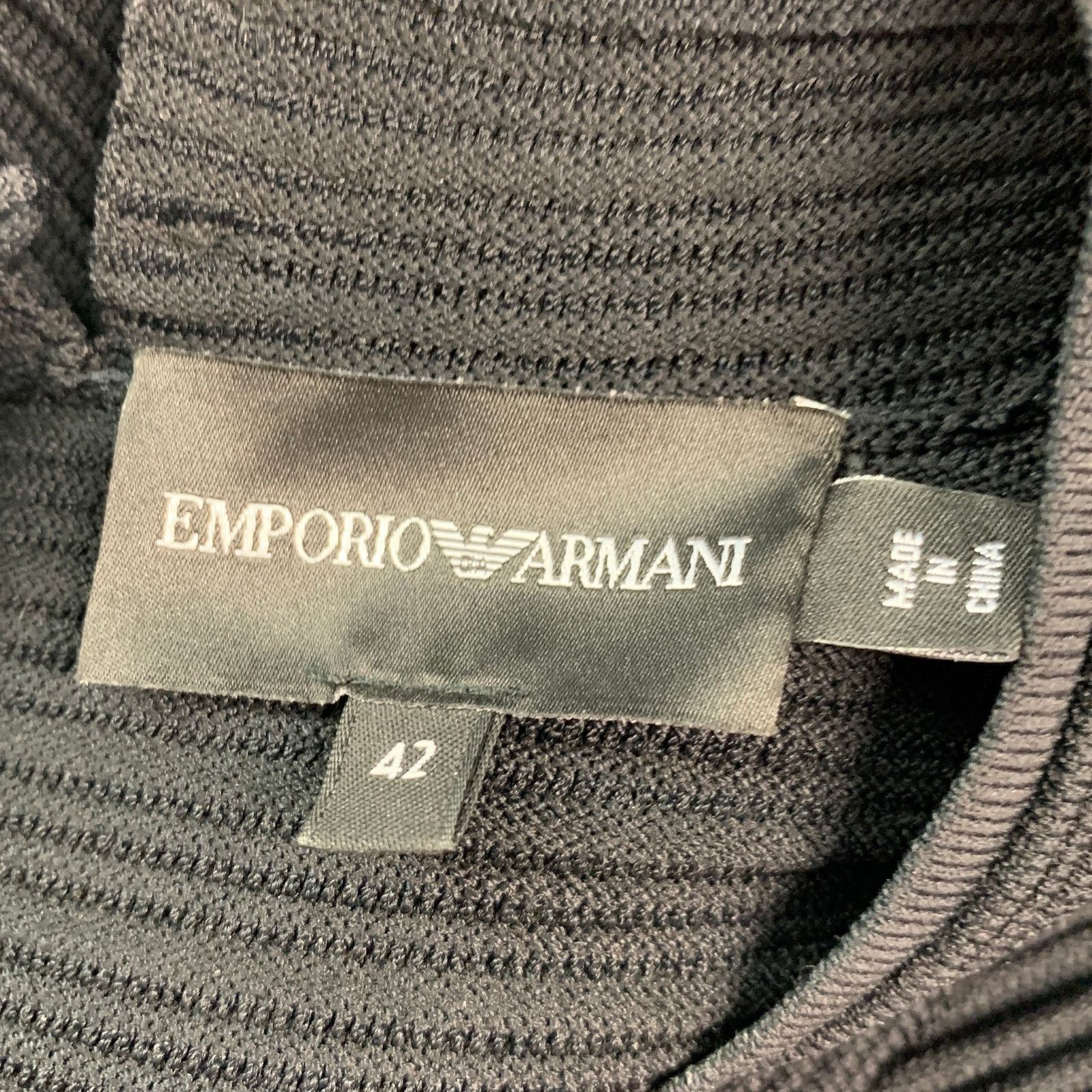 Emporio Armani EMPORIO ARMANI Black Ribbed 3/4 Sleeves Mid-Calf Dress Size M / US 6-8 / IT 42-44 - 5 Thumbnail