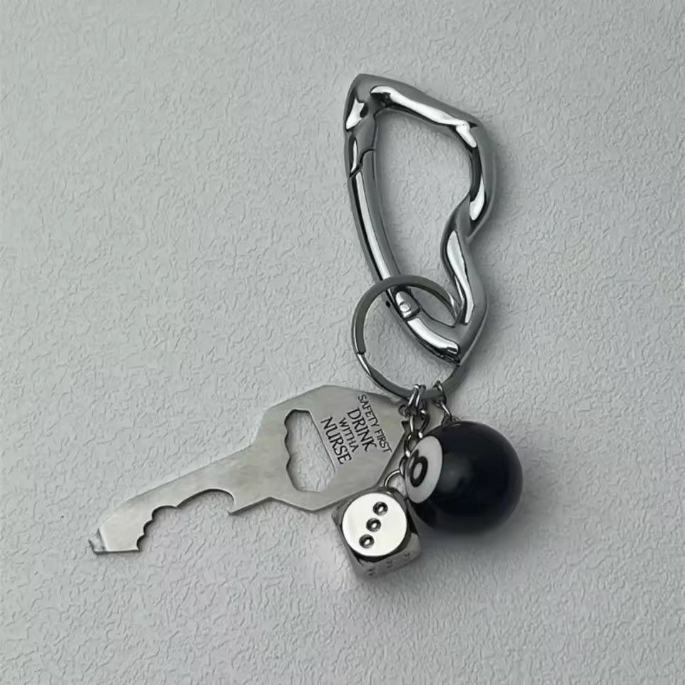 Japanese Brand 8-Ball Carabiner Keychain - Gorpcore Bottle Opener Dice Size ONE SIZE - 1 Thumbnail