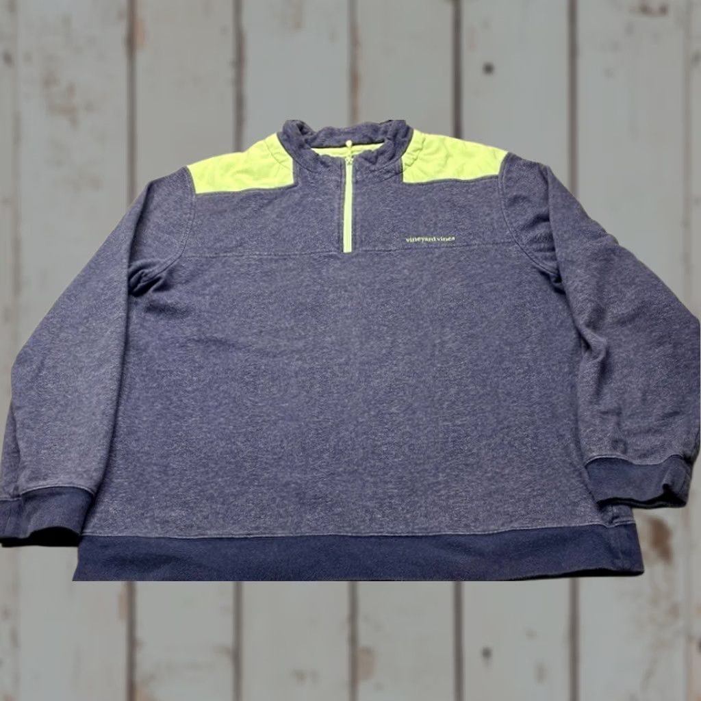 Vineyard Vines Vineyard Vines Pullover Sweatshirt Mens 2XL Blue Green Quarter Zip Sweater 8190 Size US XXL / EU 58 / 5 - 1 Thumbnail