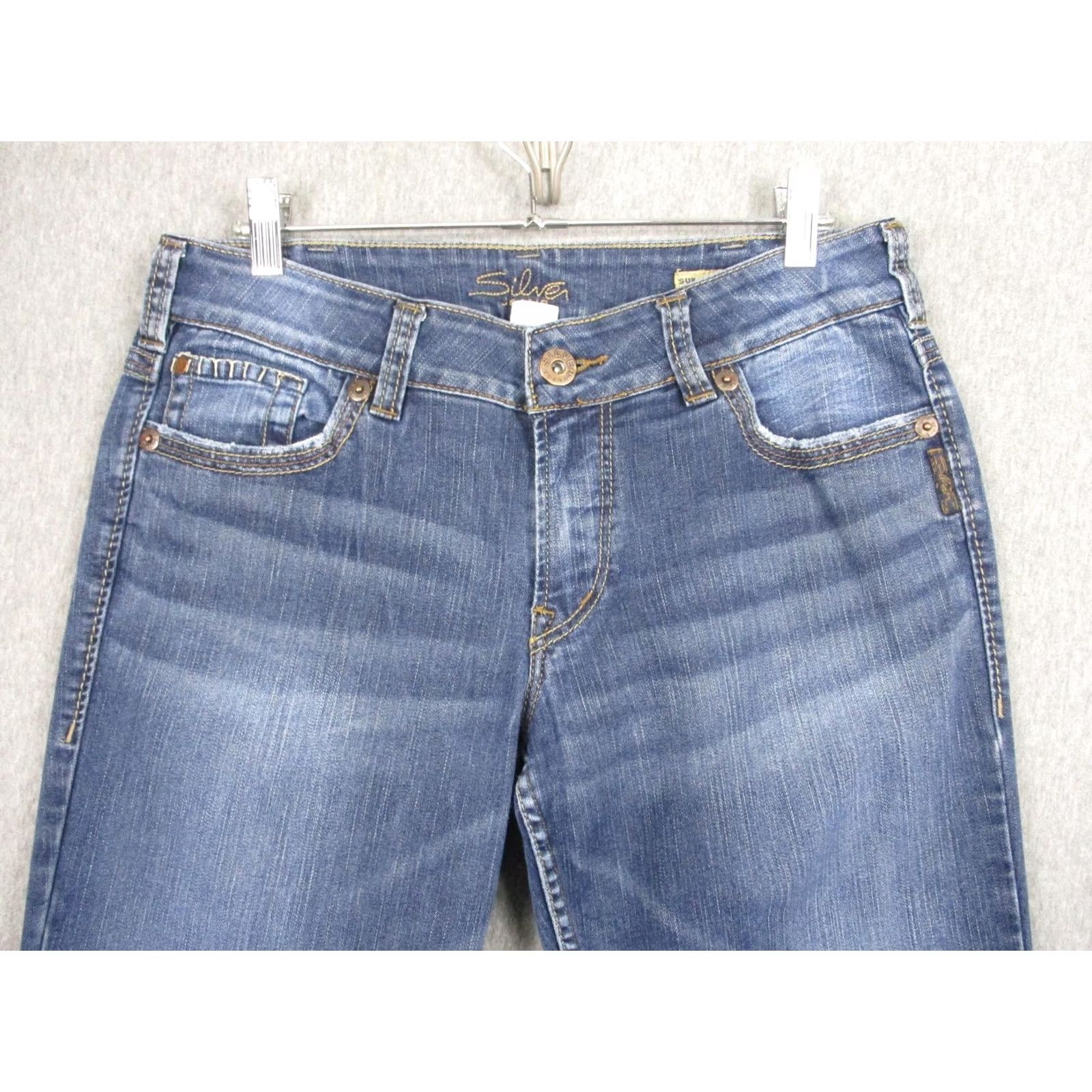 Silver Jeans Co. Silver Jeans Suki Surplus Jeans Womens 31x32 Blue Medium Wash Bootcut Denim Jeans Women's W31 L32 Size 24" / US 00 / IT 34 - 2 Thumbnail