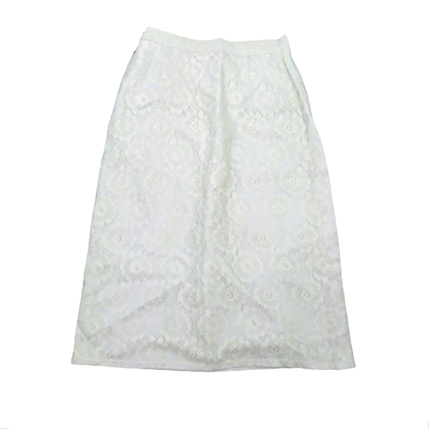 Vintage VINTAGE 50s light green lace knee-length A-Line skirt 24" XS Women Hosiery? Size 26" / US 2 / IT 38 - 2 Thumbnail