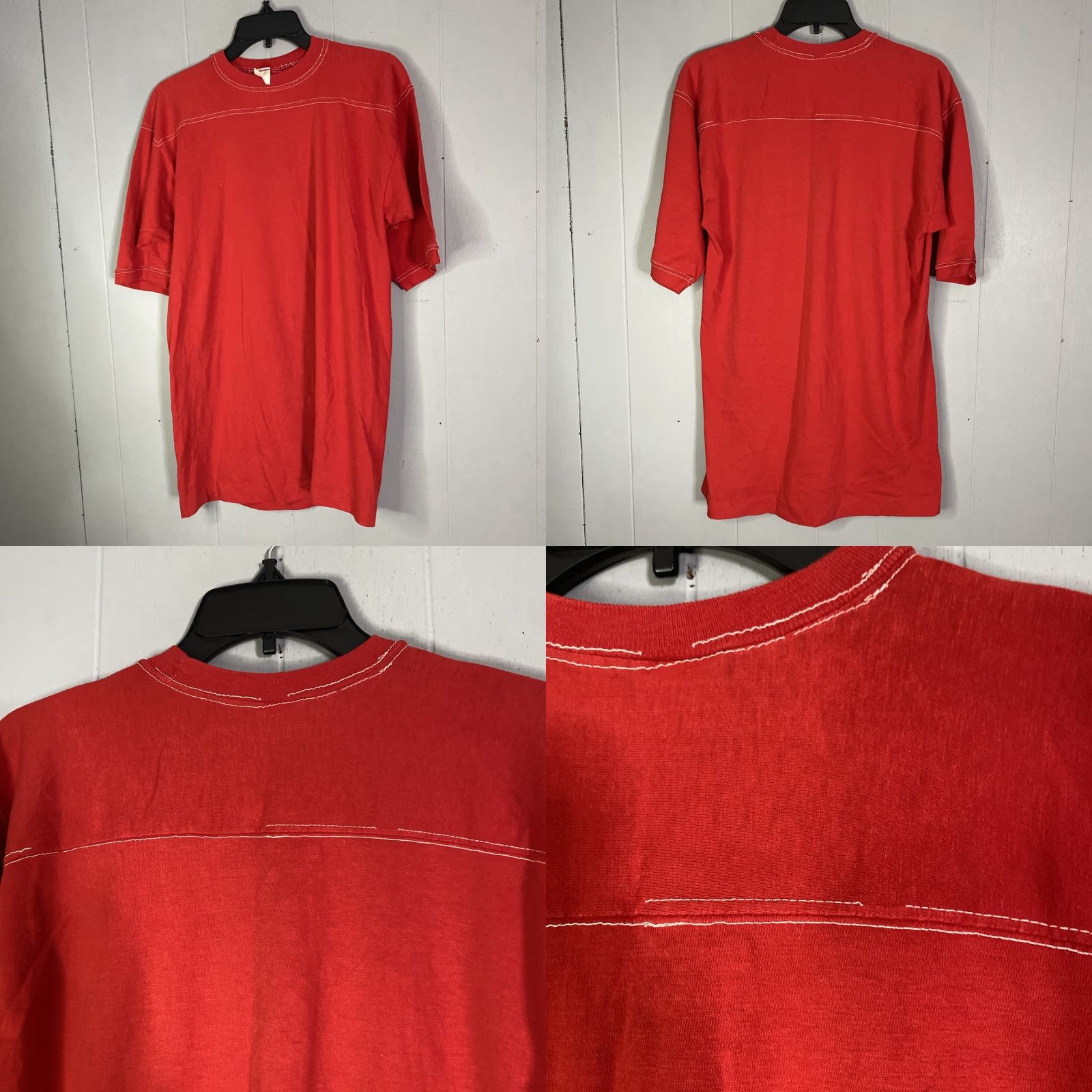 Vintage VINTAGE 80s Single Stitch T Shirt Red Sportswear Ringer Sleeve Adult Medium X 29 Fits Medium Size US M / EU 48-50 / 2 - 8 Thumbnail