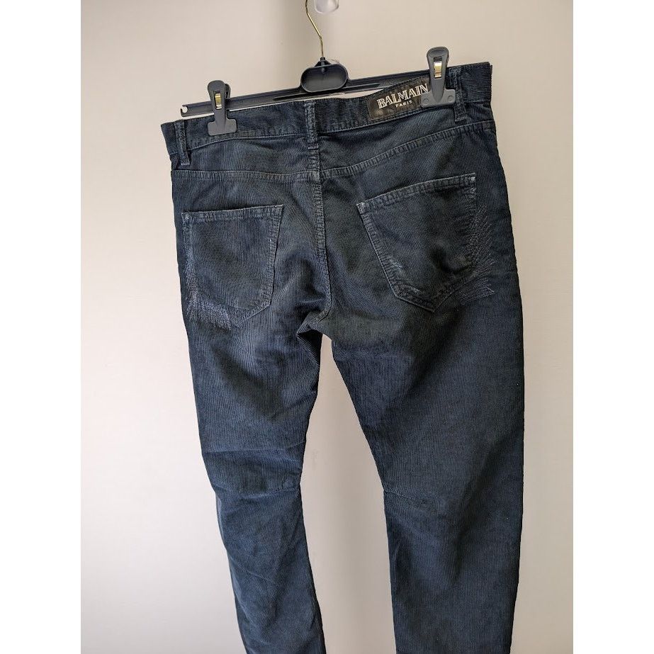 Balmain o1rbi21 Decarnin Corduroy Pants in Dark Blue Size US 31 - 2 Thumbnail