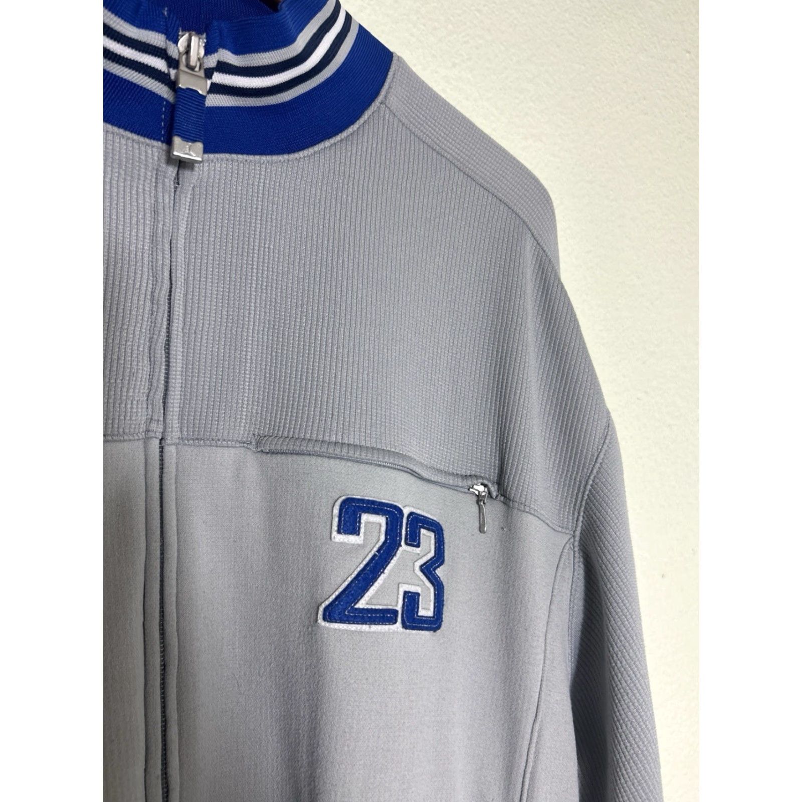 Jordan Brand Vtg Air JORDAN Jumpman Dbl Zip Warm Up Jacket Military Blue/Grey #23 UNC XL Size US XL / EU 56 / 4 - 4 Thumbnail