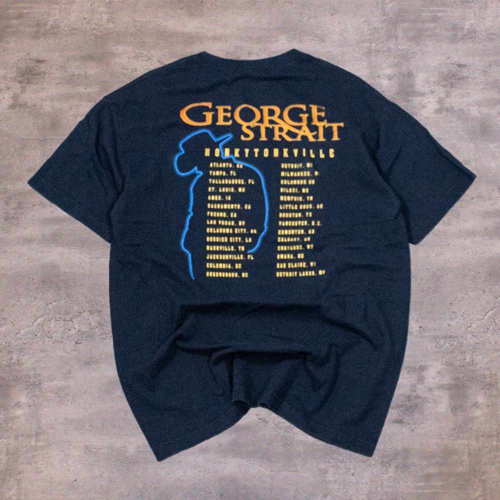 Band Tees Y2K 2003 George Strait Honkytonkville Tour Blue T-Shirt Size US M / EU 48-50 / 2 - 2 Thumbnail