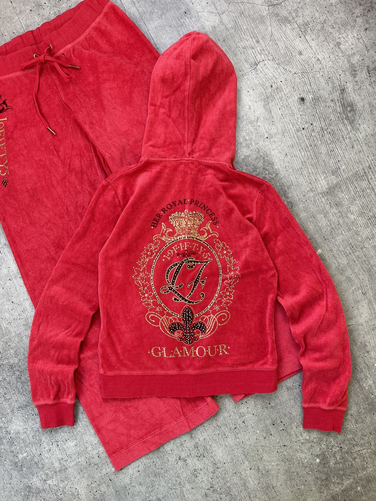 Juicy Couture Vintage y2k Juicy Couture Style Velour Track Suit Size 40" / US 18 - 2 Thumbnail
