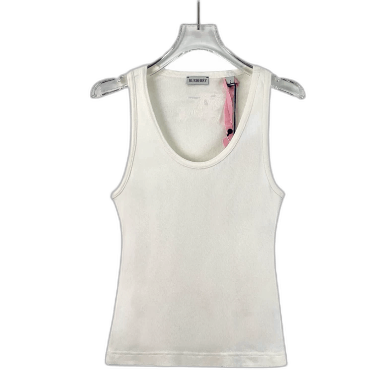 Burberry Burberry White Sleeveless Knit Top with Logo Size S / US 4 / IT 40 - 1 Thumbnail